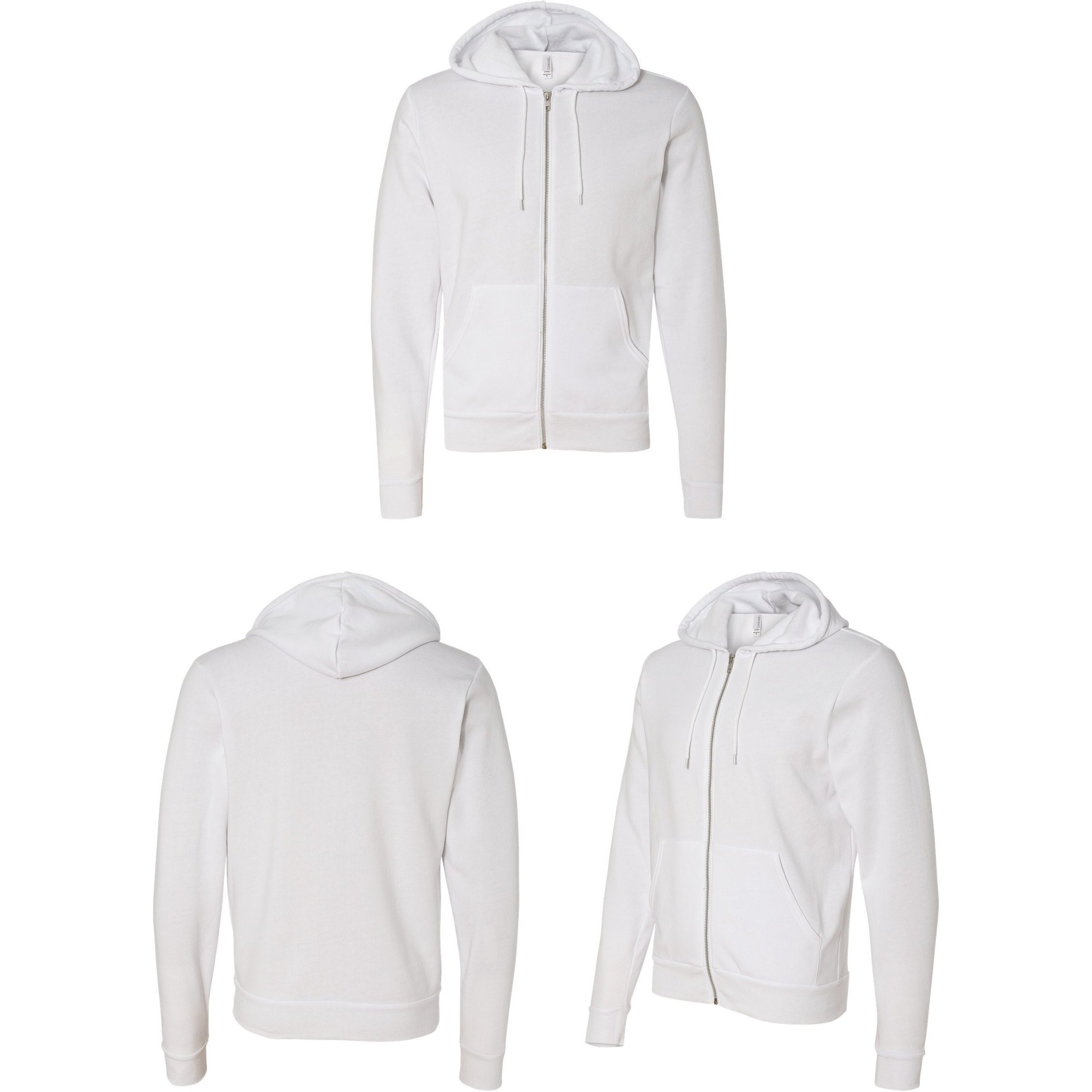 Bella + Canvas Unisex Poly-Cotton Fleece Full-Zip Hoodie (White) (2X)