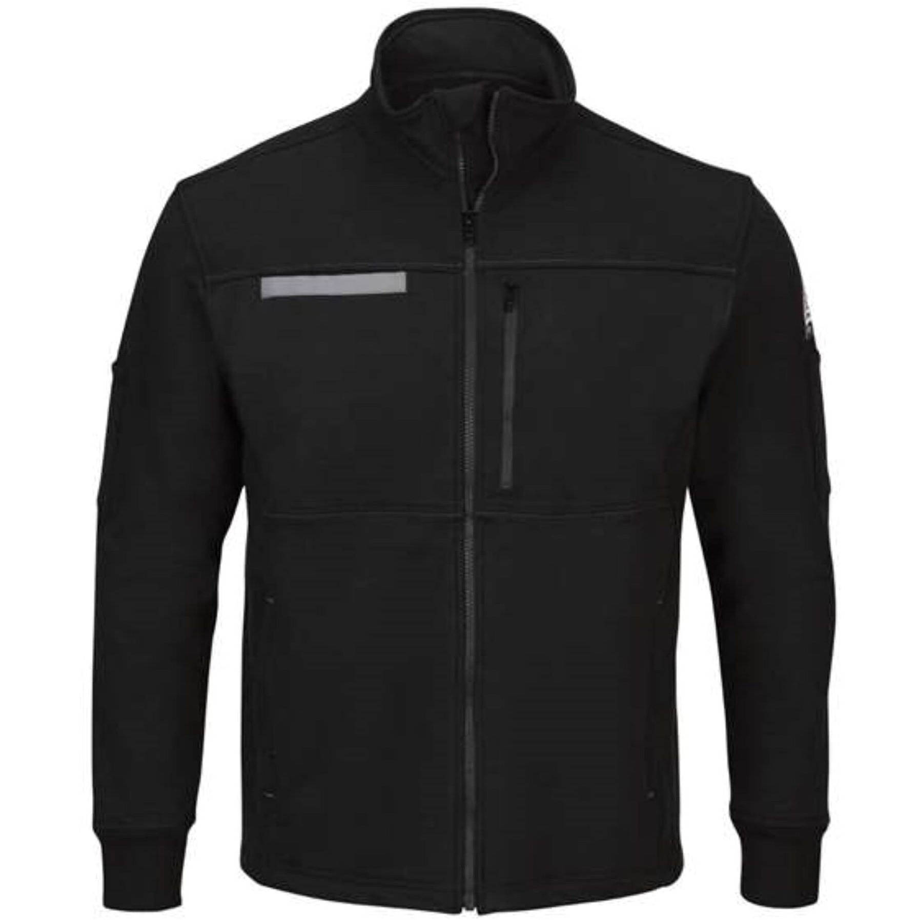 Bulwark Zip Front Fleece Jacket-Cotton /Spandex Blend M Black