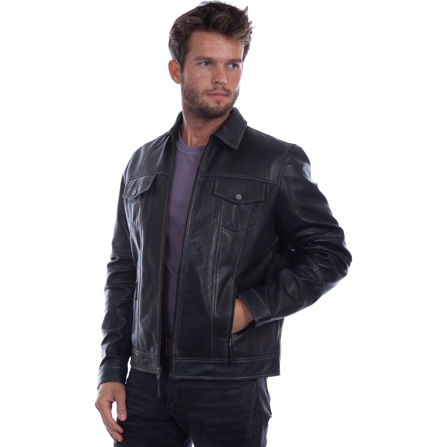 Scully Men's Leatherwear Vintage Leather Jacket Black US