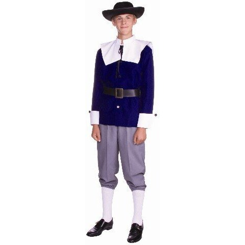 212 Main Pilgrim Man Teen Costume - Blue and Gray