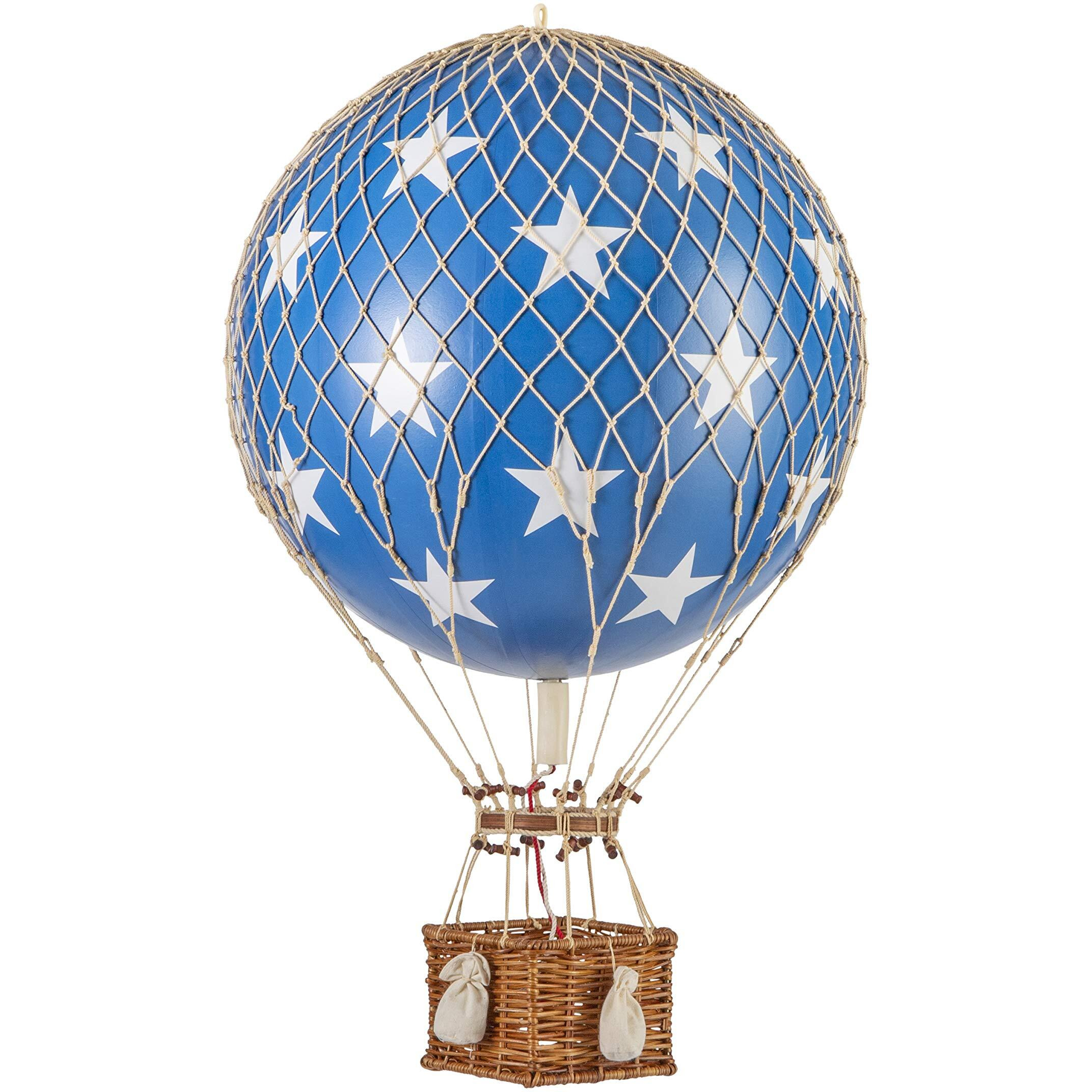 Authentic Models, Royal Aero Air Balloon, Hanging Home Decor - 22 Inch Height, Historic Hot Air Balloon Model for Home Decor, Detailed Vintage Decorations to Hang from Ceiling - Blue Stars