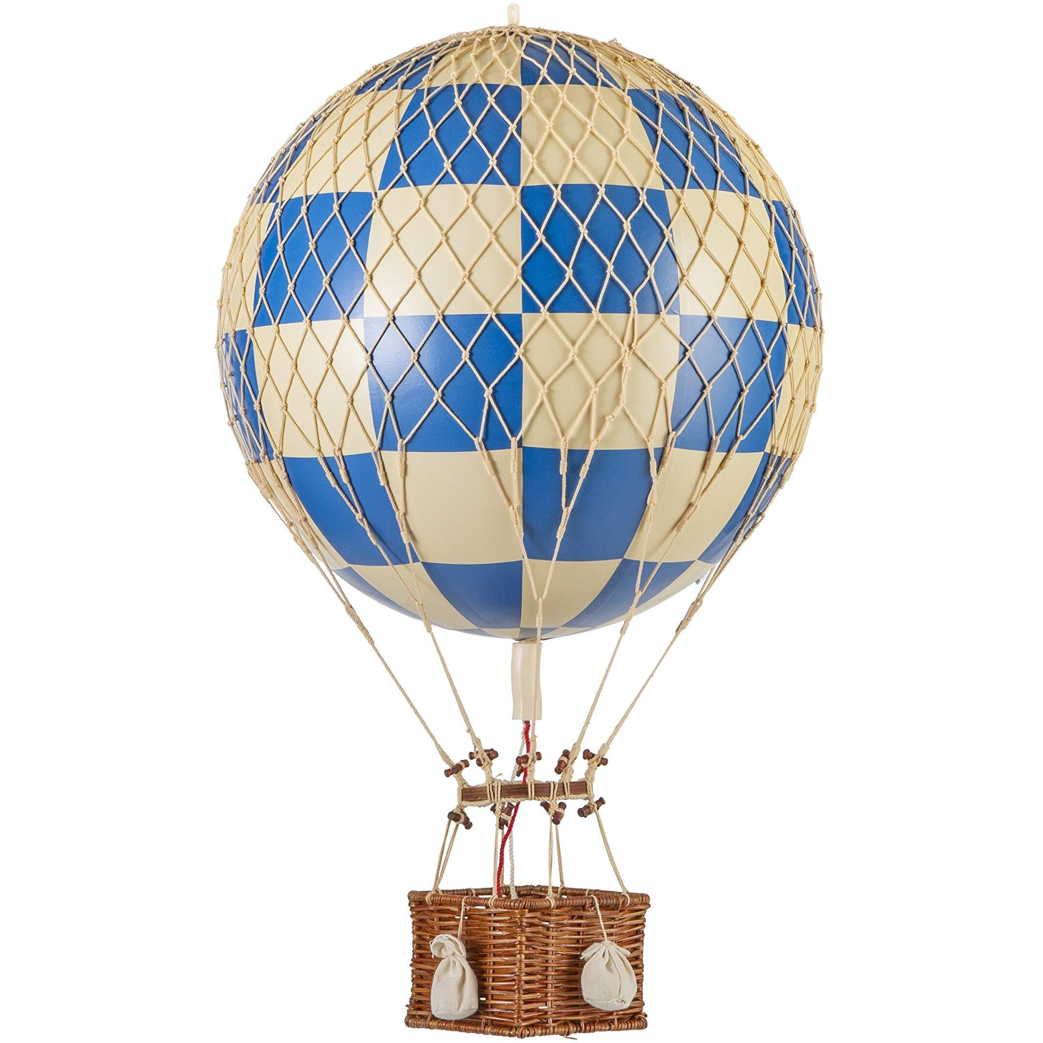 Authentic Models, Royal Aero Air Balloon, Hanging Home Decor - 22 Inch Height, Historic Hot Air Balloon Model for Home Decor, Detailed Vintage Decorations to Hang from Ceiling - Check Blue