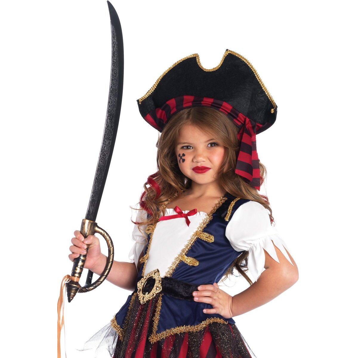 Leg Avenue Enchanted Costumes by Leg Avenue Girl's 2 Pc Caribbean Pirate Costume with Dress and Hat, Multicolor, Medium (Age 7-10)