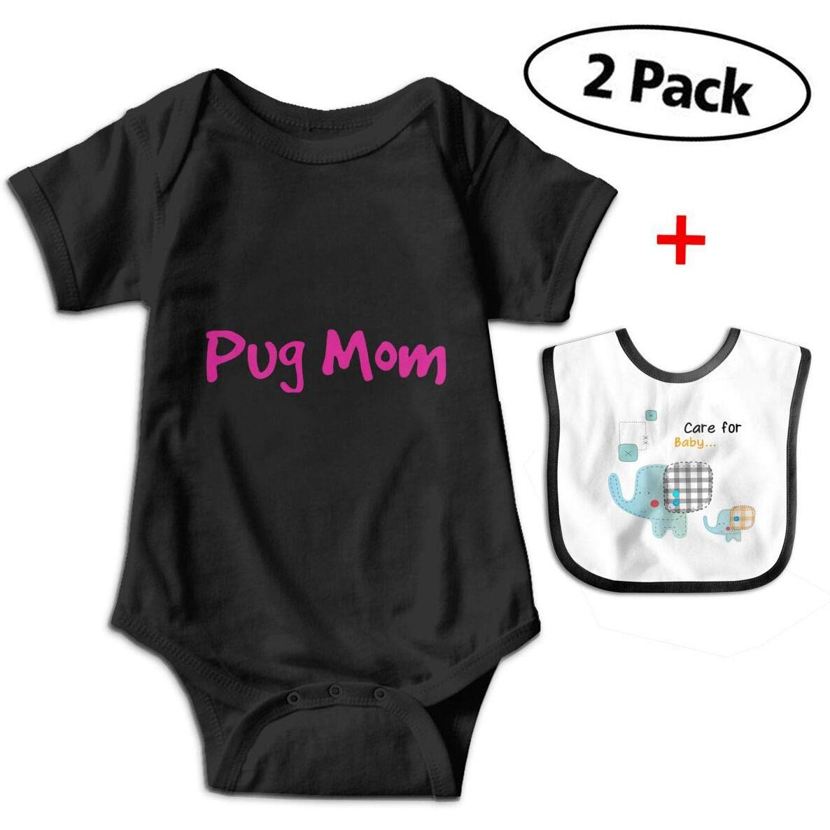 Robprint Pink Pug Mom Baby Boys' Girls' Cotton Short-Sleeve Bodysuit