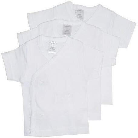 Bambini Rib Knit White Short Sleeve Side-Snap Shirt 3-Pack, Small