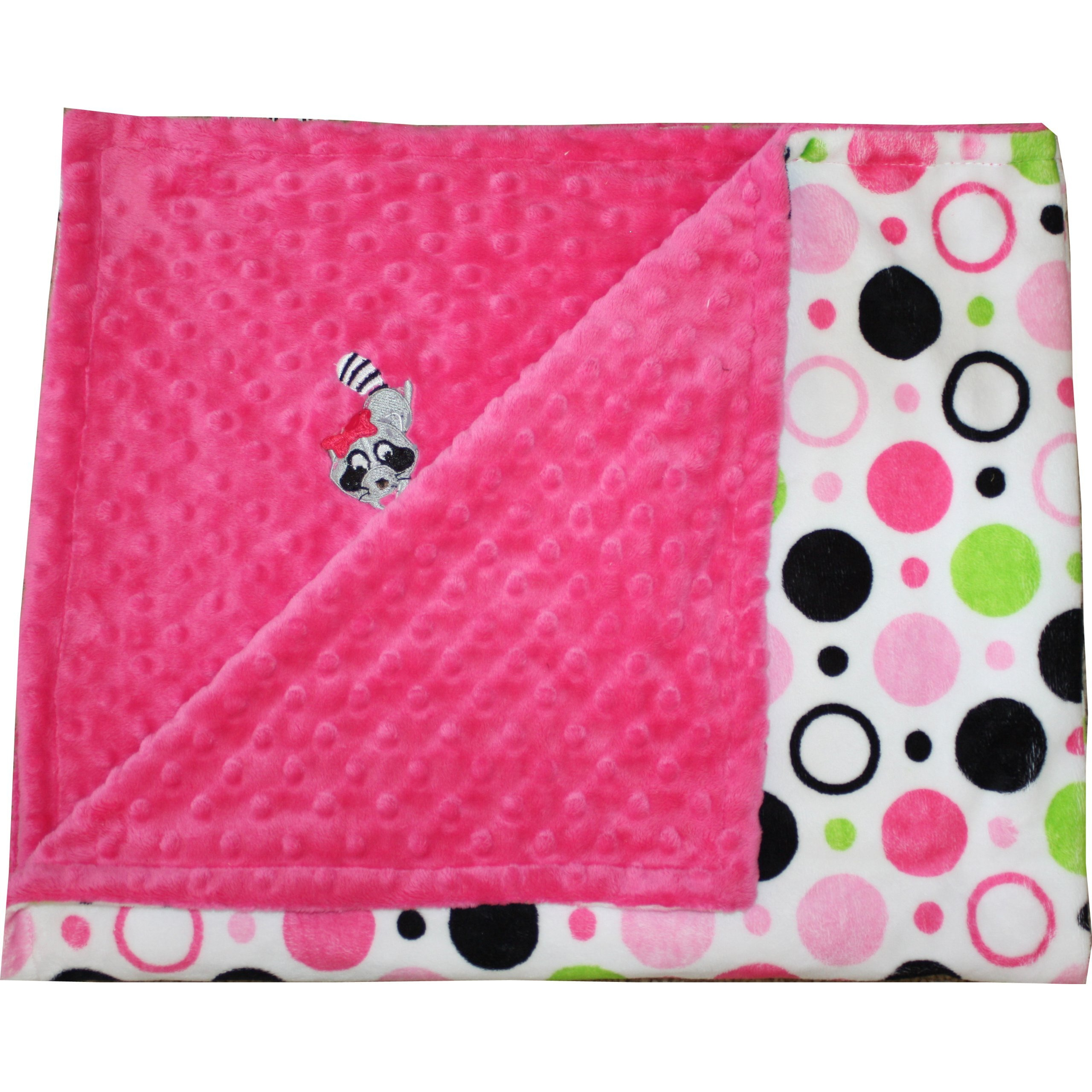 Lil' Cub Hub Minky Blanket, Hot Pink Circles Print/Hot Pink Dot