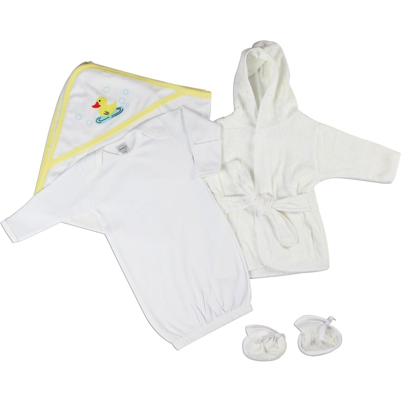 Bambini Unisex Newborn Baby 3 Pc Layette Set (Gown, Robe, Hooded Towel)