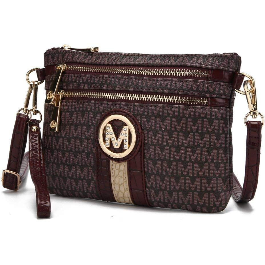 MKF Collection MKF-UM5504RD Mia K. Collection Tarren Signature Crossbody Wristlet, Burgundy