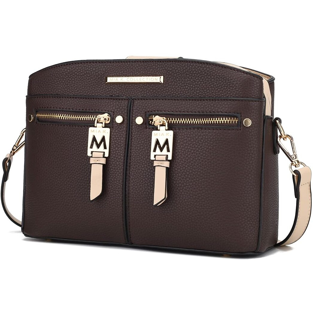 MKF Collection by Mia K. MKF-X703COF-BG Zoely Cross-Body Bag, Coffee & Beige