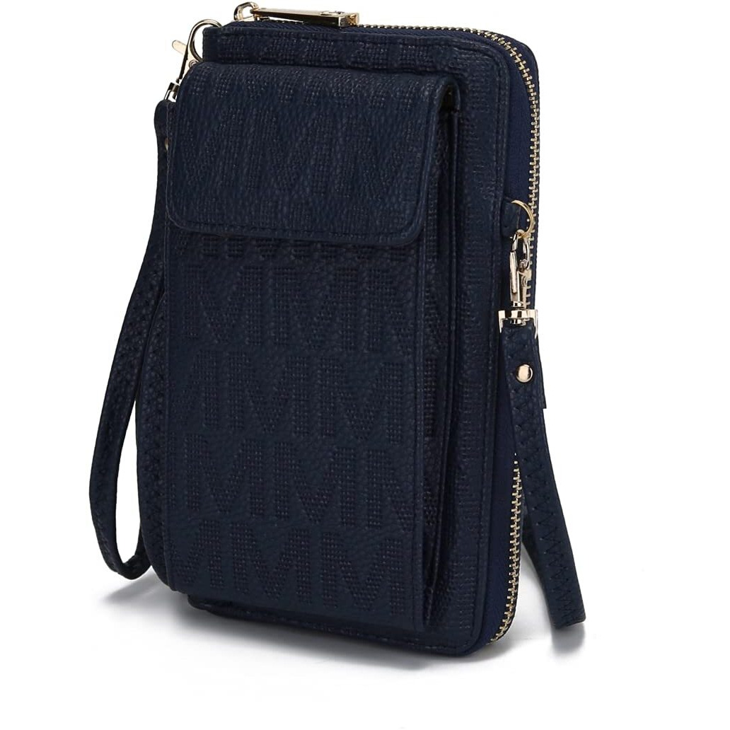 MKF Collection by Mia K MKF-PU7791NV Caddy Phone Wallet Crossbody Bag, Navy