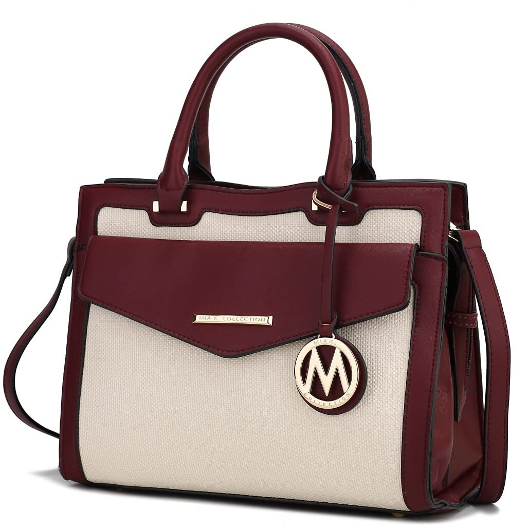 MKF Collection by Mia K. MKF-X652NAT-WN Alyssa Satchel Bag, Natural & Wine, Multicoloured