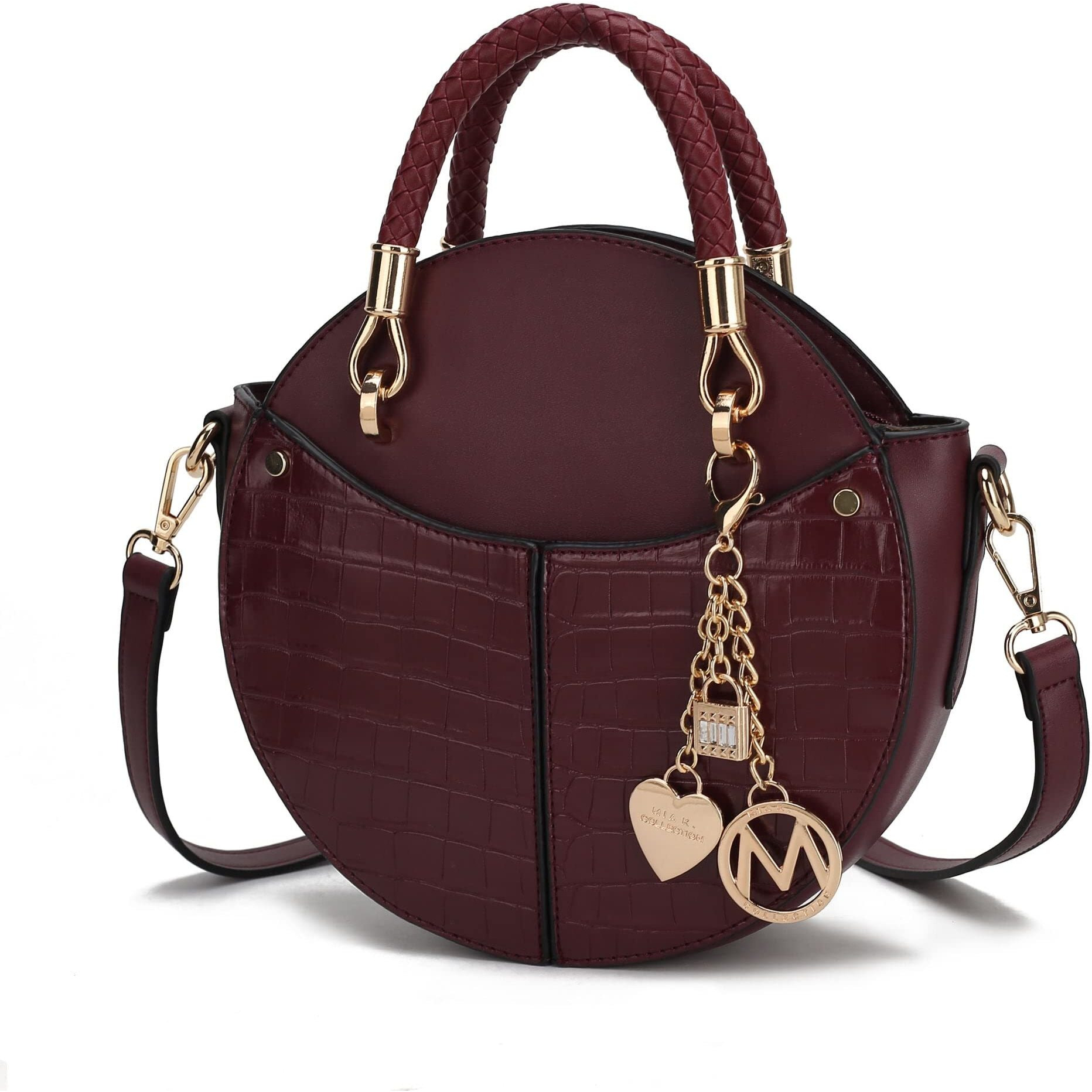 MKF Collection Nobella Croco Crossbody Handbag Vegan Leather Women by Mia K - Wine - Vegan Leather