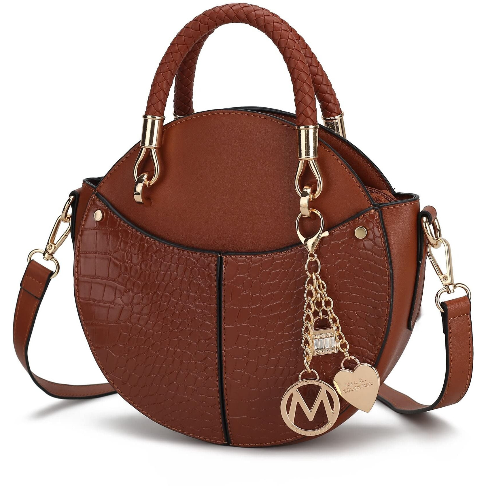 MKF Collection Nobella Croco Crossbody Handbag Vegan Leather Women by Mia K - Cognac - Vegan Leather