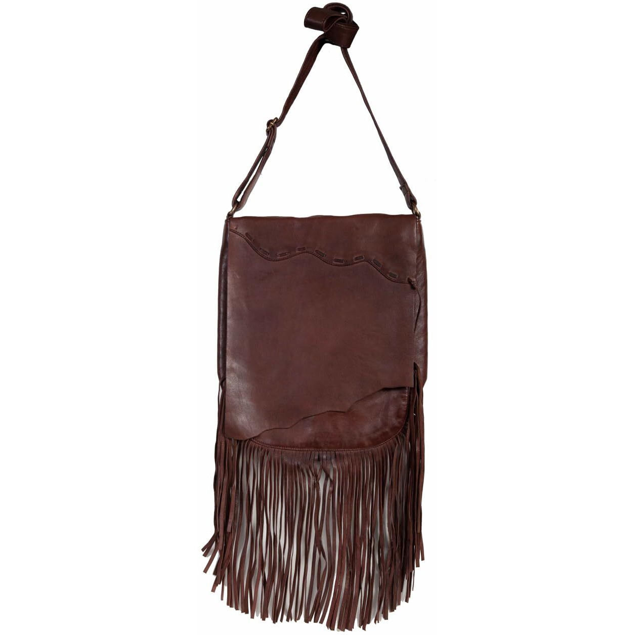 Scully Women's Fringe Leather Handbag - B180-CHOC One Size