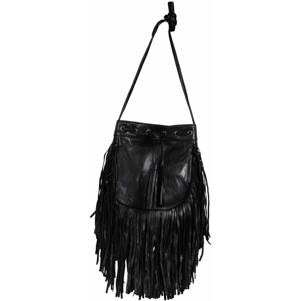 Scully Women's Fringe Leather Handbag - B184-BLK One Size