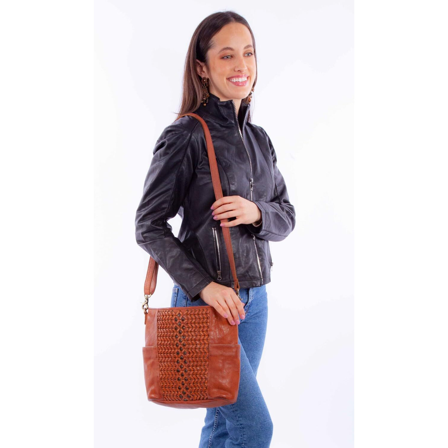 Scully Women's Woven Leather Crossbody Bag - B368 One Size