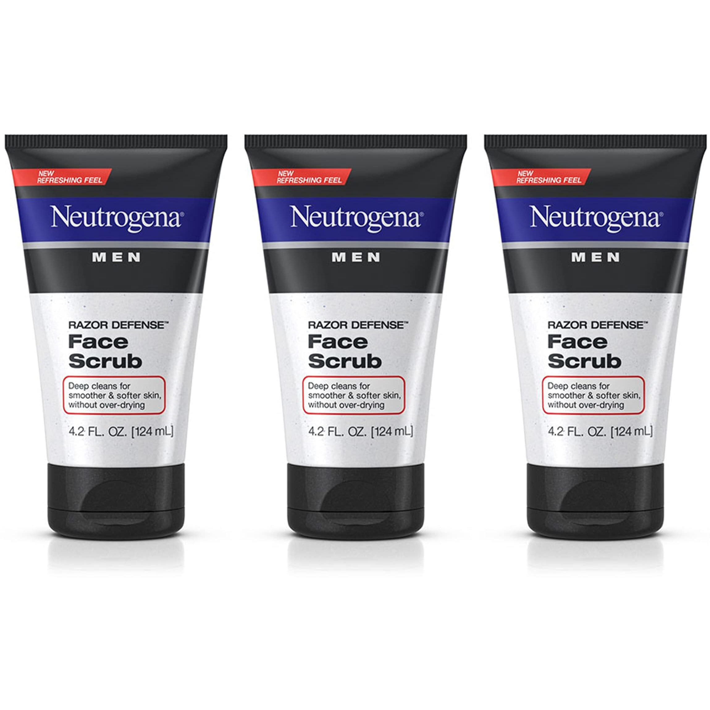 Neutrogena Men Exfoliating Razor Defense Daily Shave Face Scrub, Conditioning Facial Cleanser for Smoother Skin & Less Razor Irritation, Dye-Free, 4.2 fl. oz (Pack of 2)