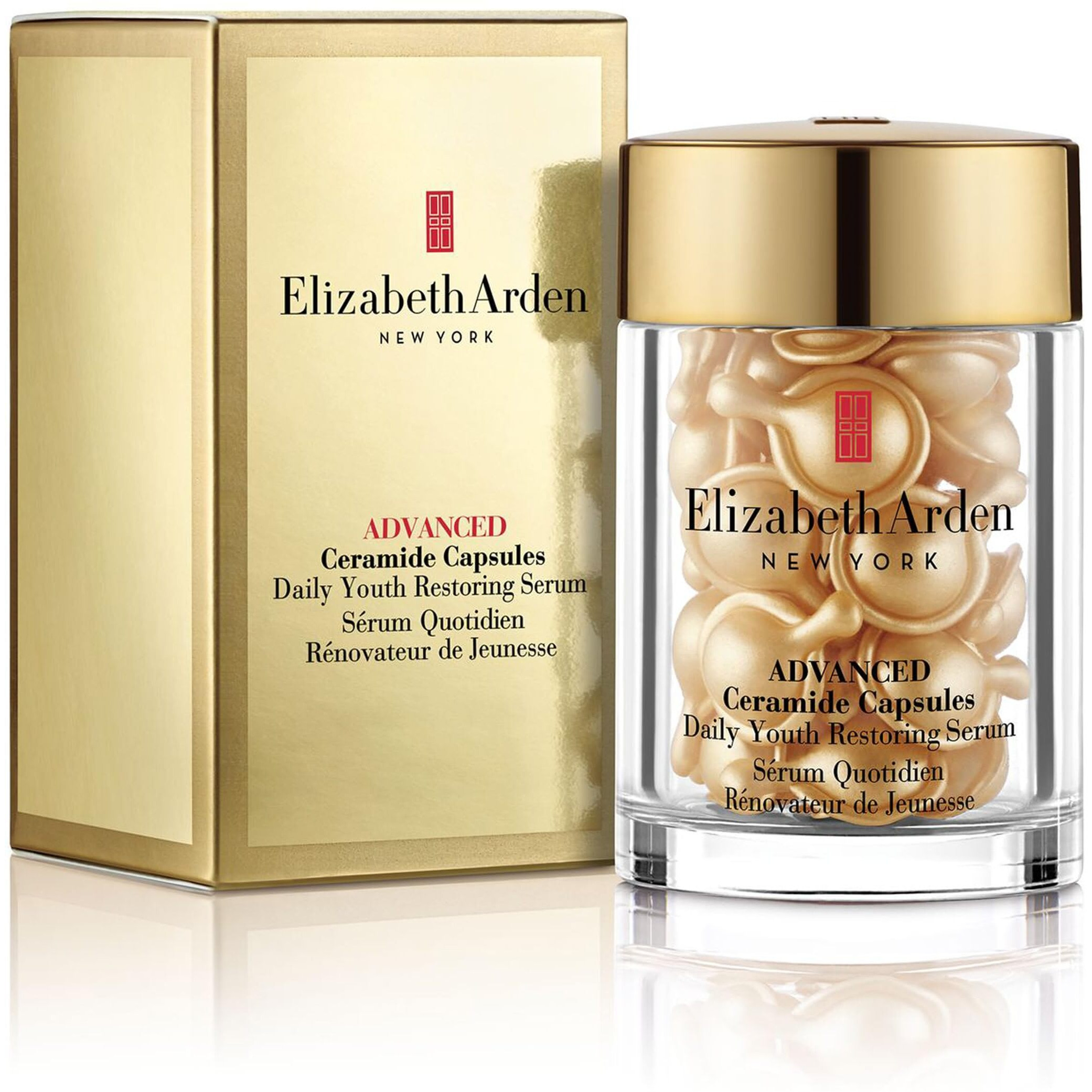 Elizabeth Arden Daily Ceramide Serum Capsules, Advanced Anti-Aging Serum Capsules for Minimizing Wrinkles, Fragrance-Free, Enhances Skin Hydration and Radiance, 30 Count, 0.47 fl oz