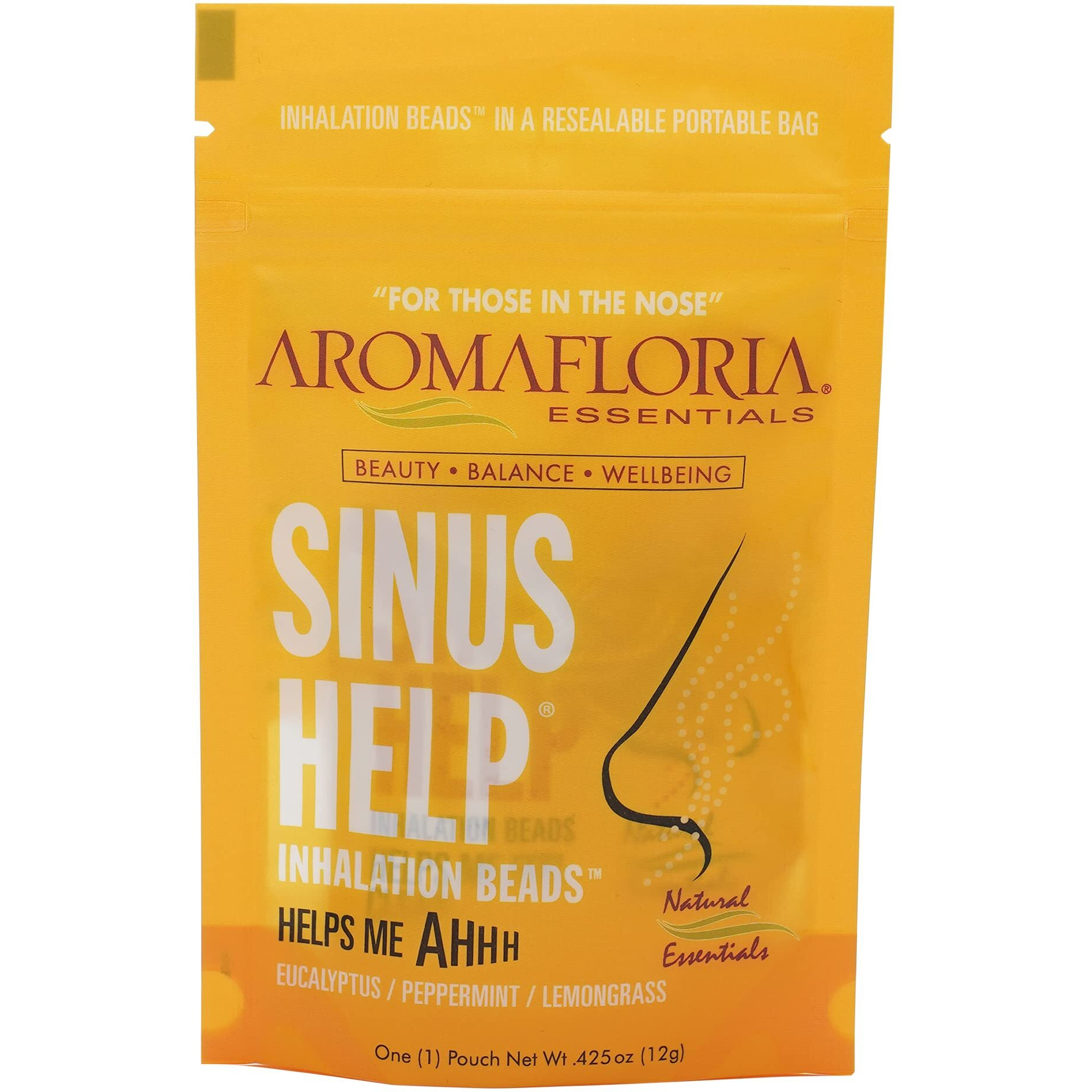 SINUS HELP by Aromafloria, INHALATION BEADS .42 OZ BLEND OF EUCALYPTUS, PEPPERMINT, LEMONGRASS