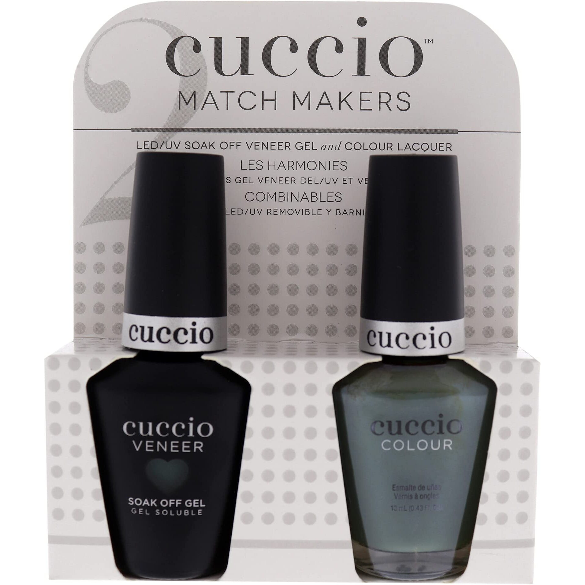 Cuccio Match Makers Set - Dubai Me An Island for Women - 2 Pc 0.44oz Veneer Soak Of Gel Nail Polish, 0.43oz Colour Nail Polish