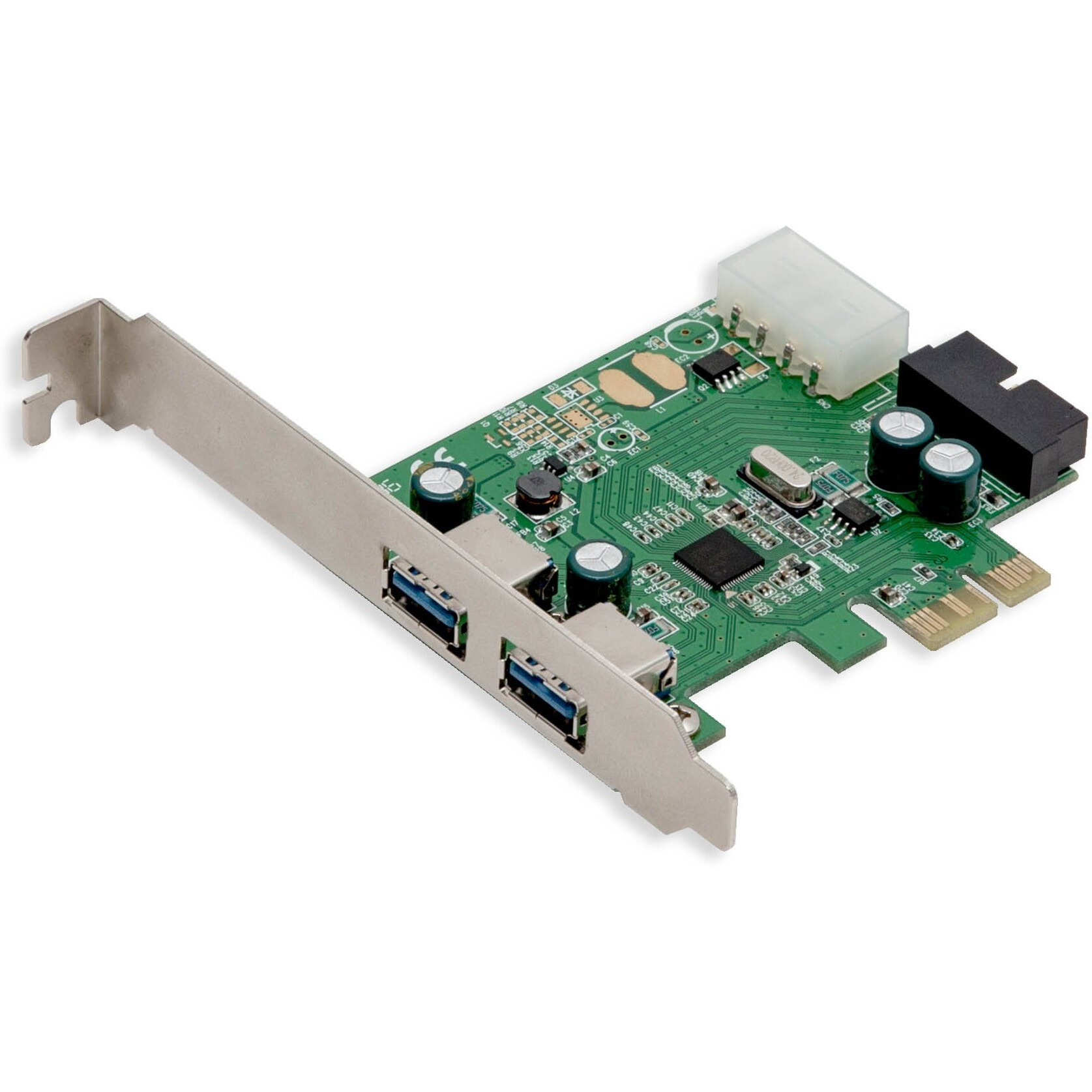 Syba 2 External USB 3.0 Port and 19 Pin Internal Header PCIe 2.0 x1  4 Port USB 3.0 PCI-Express x1 Renesas D720201 Chipset Molex Power Input