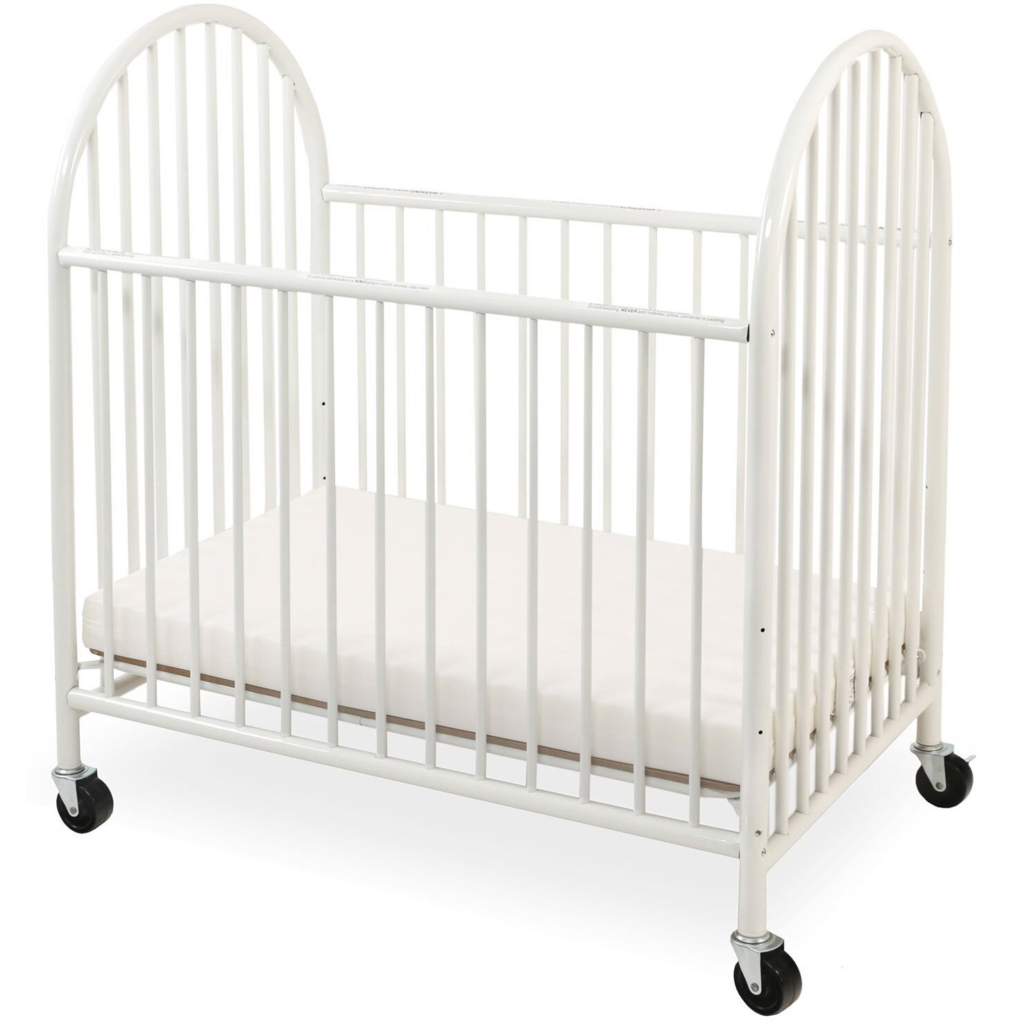 LA Baby Arched Metal Compact Crib White