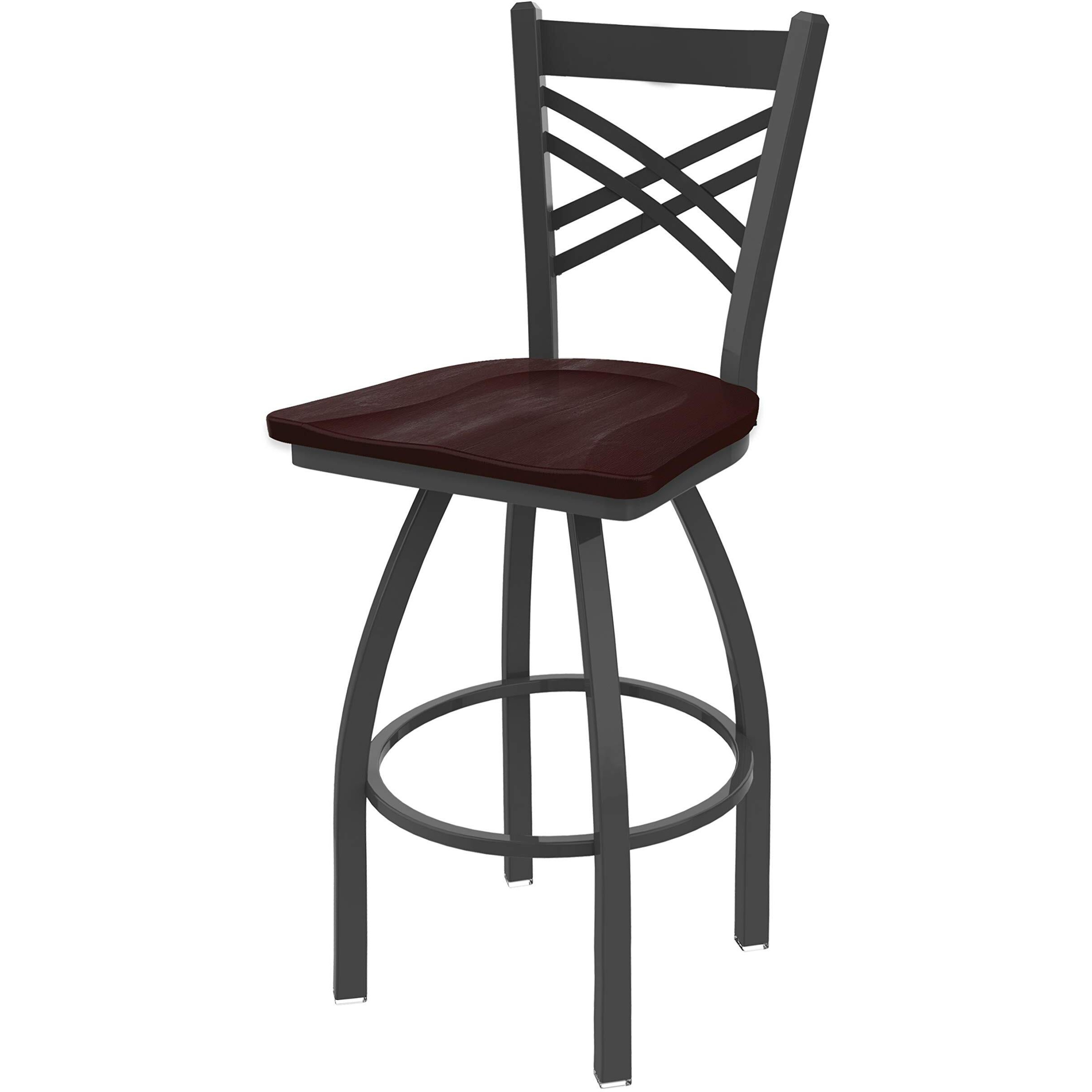 820 Catalina 25" Swivel Counter Stool with Pewter Finish and Dark Cherry Maple Seat