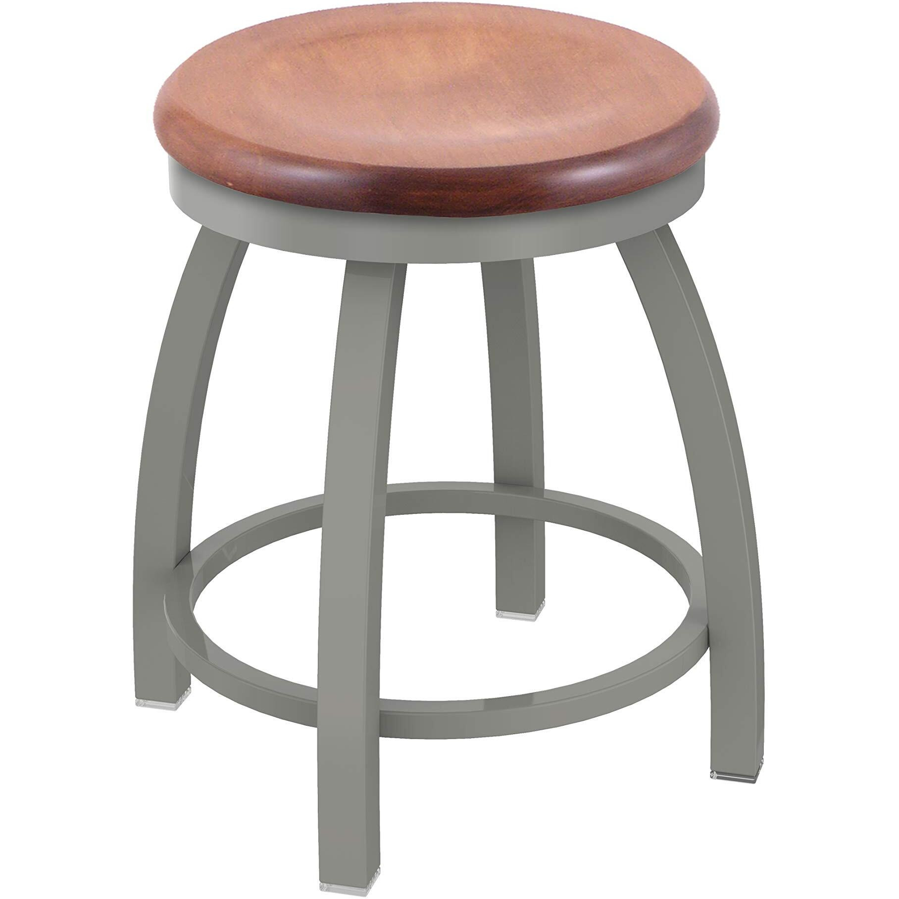 802 Misha 18" Swivel Vanity Stool with Anodized Nickel Finish and Medium Maple Seat