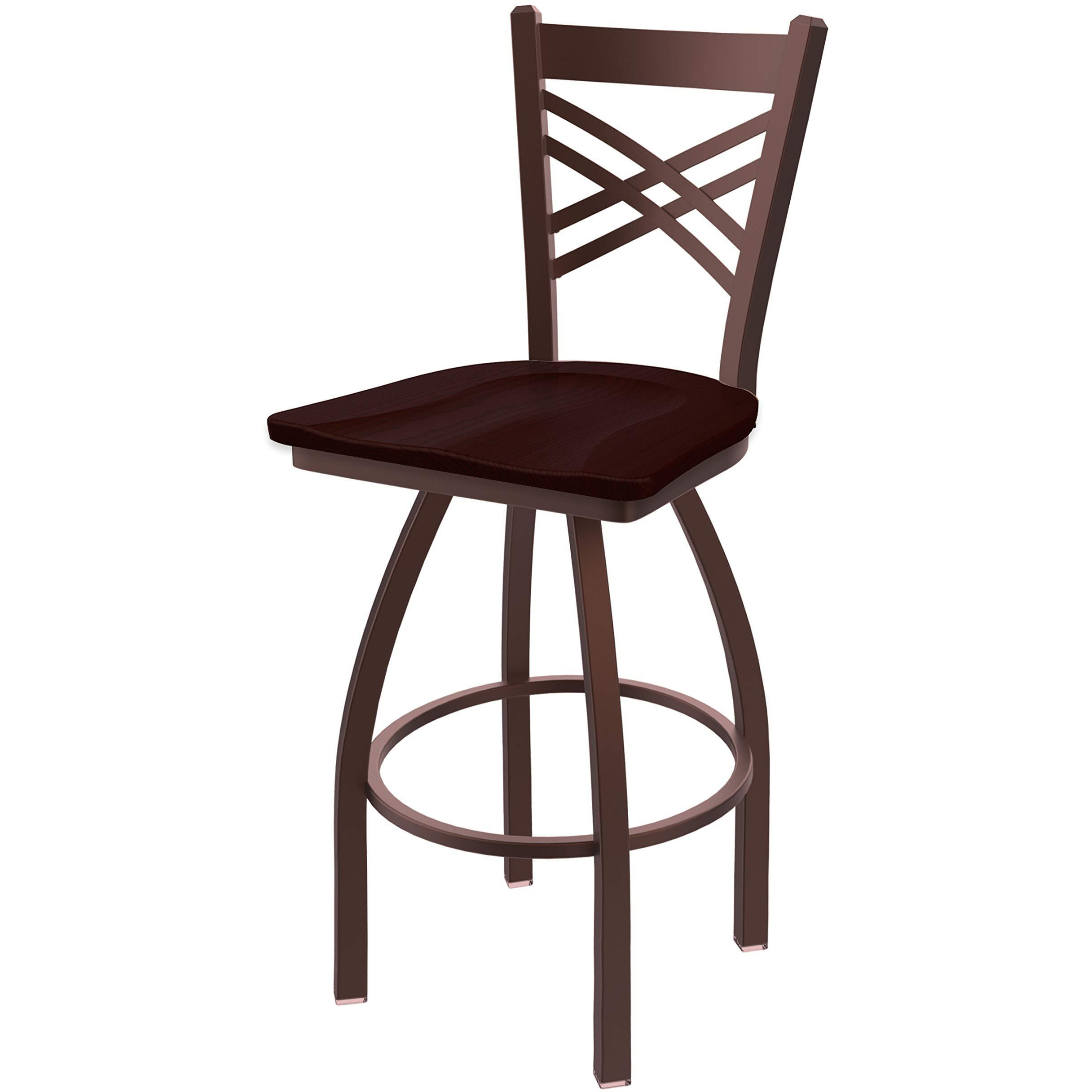 820 Catalina 25" Swivel Counter Stool with Bronze Finish and Dark Cherry Oak Seat