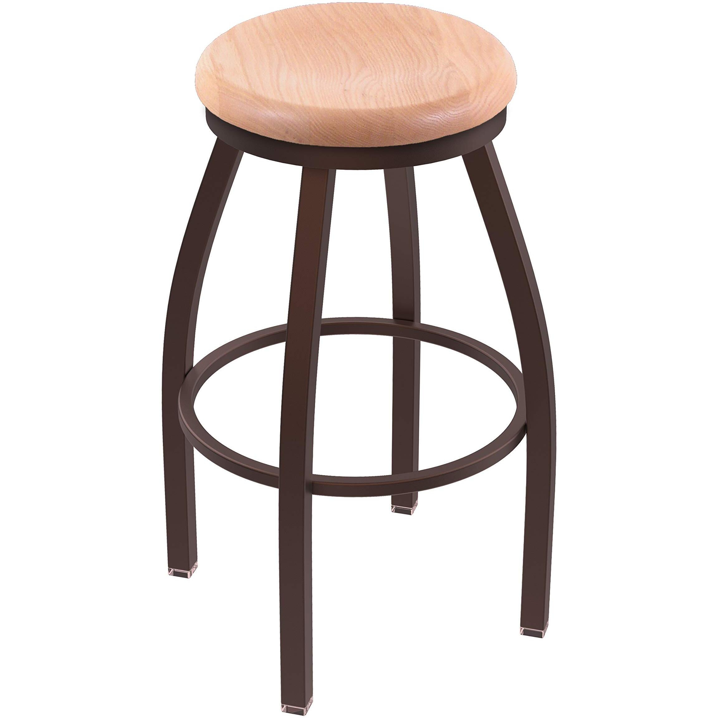 802 Misha 25" Swivel Counter Stool with Bronze Finish and Natural Oak Seat