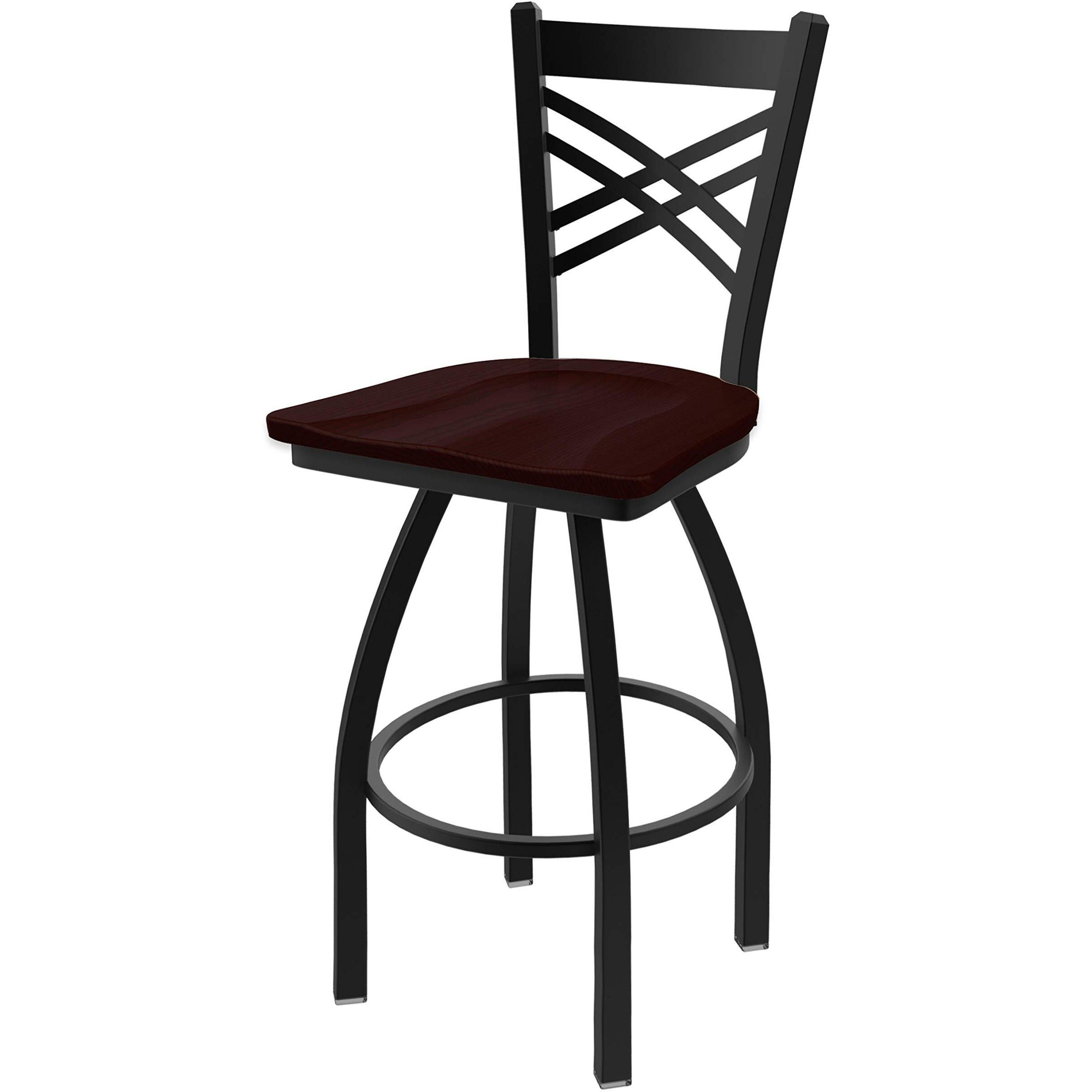 820 Catalina 25" Swivel Counter Stool with Black Wrinkle Finish and Dark Cherry Oak Seat