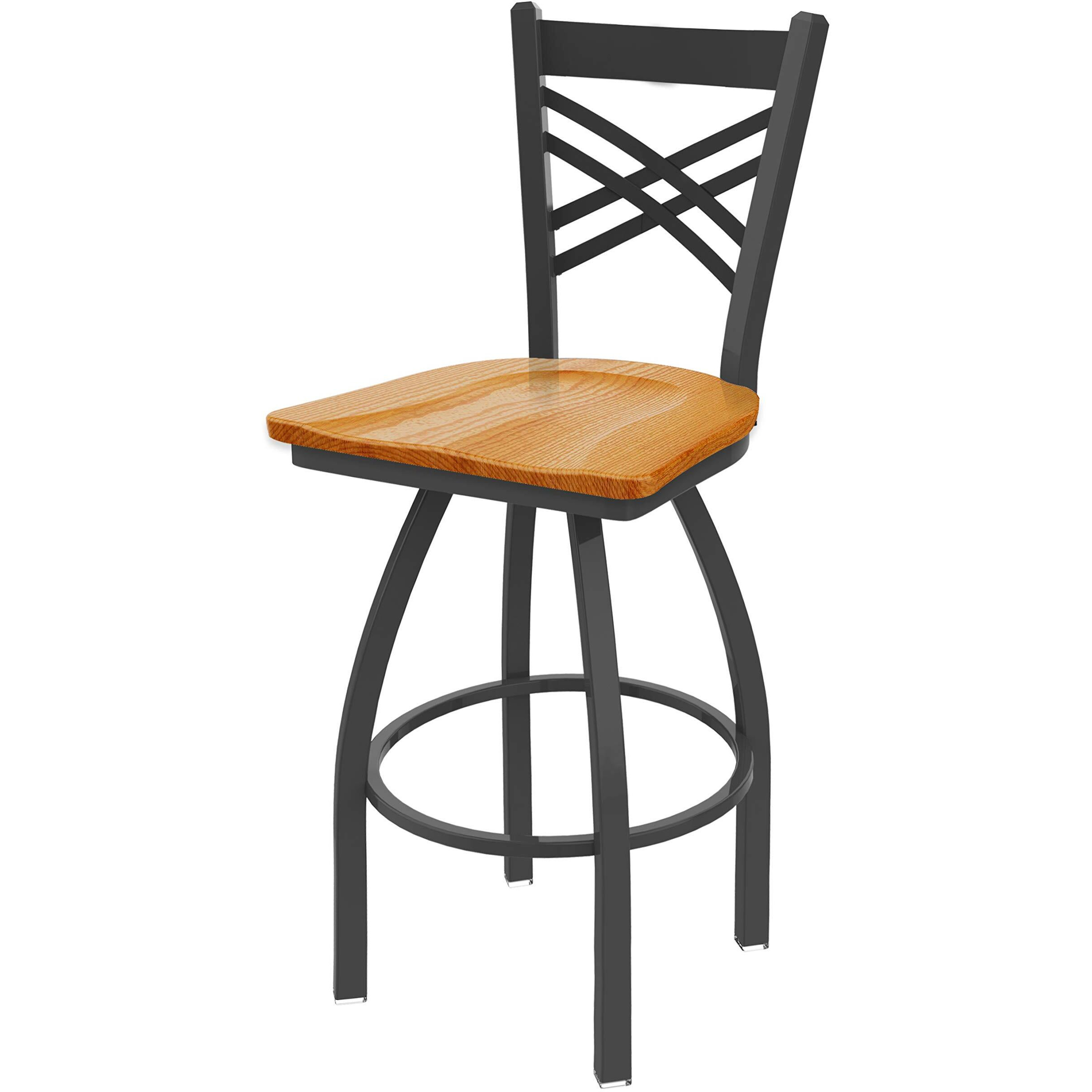 820 Catalina 25" Swivel Counter Stool with Pewter Finish and Medium Oak Seat