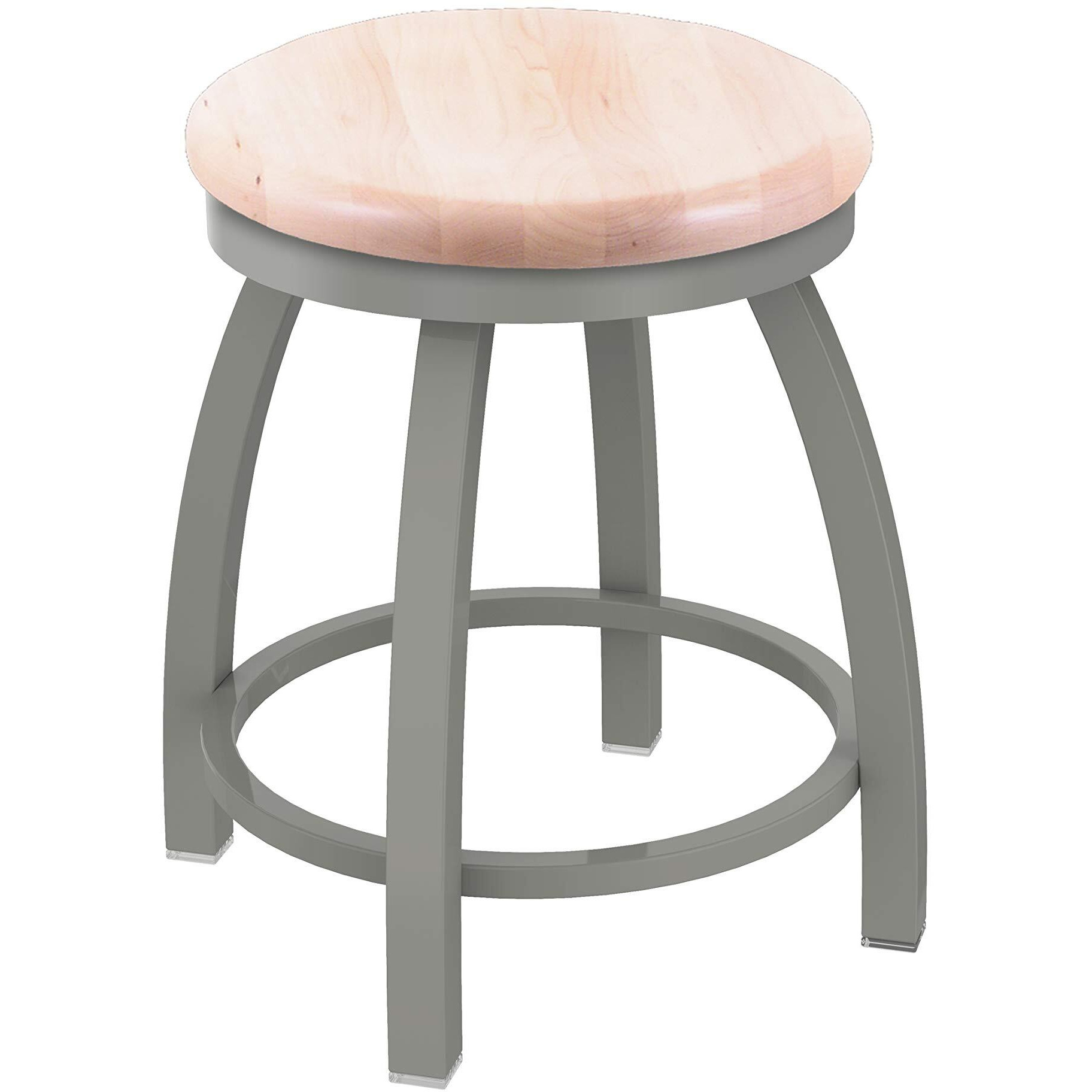 802 Misha 18" Swivel Vanity Stool with Anodized Nickel Finish and Natural Maple Seat