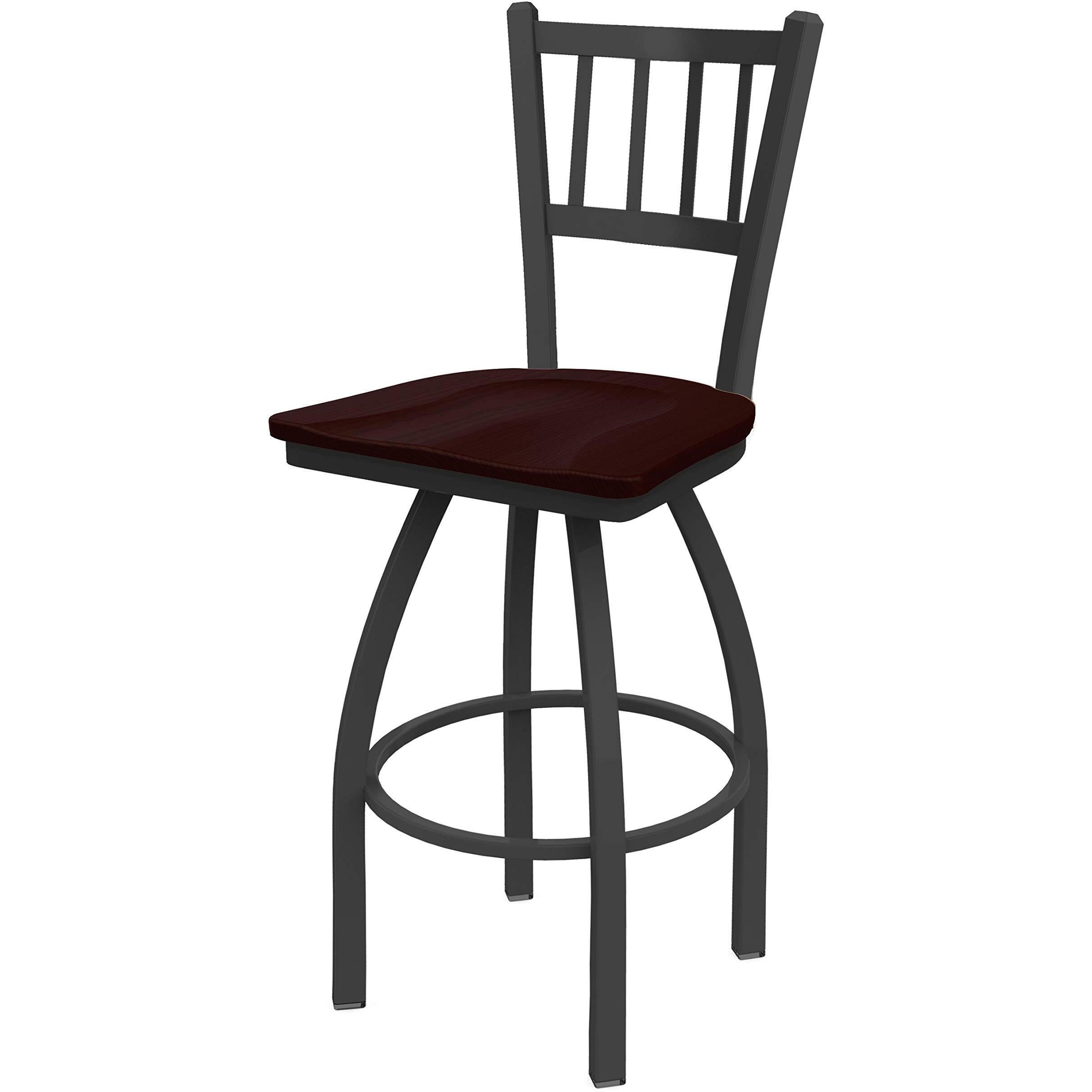 810 Contessa 25" Swivel Counter Stool with Pewter Finish and Dark Cherry Oak Seat