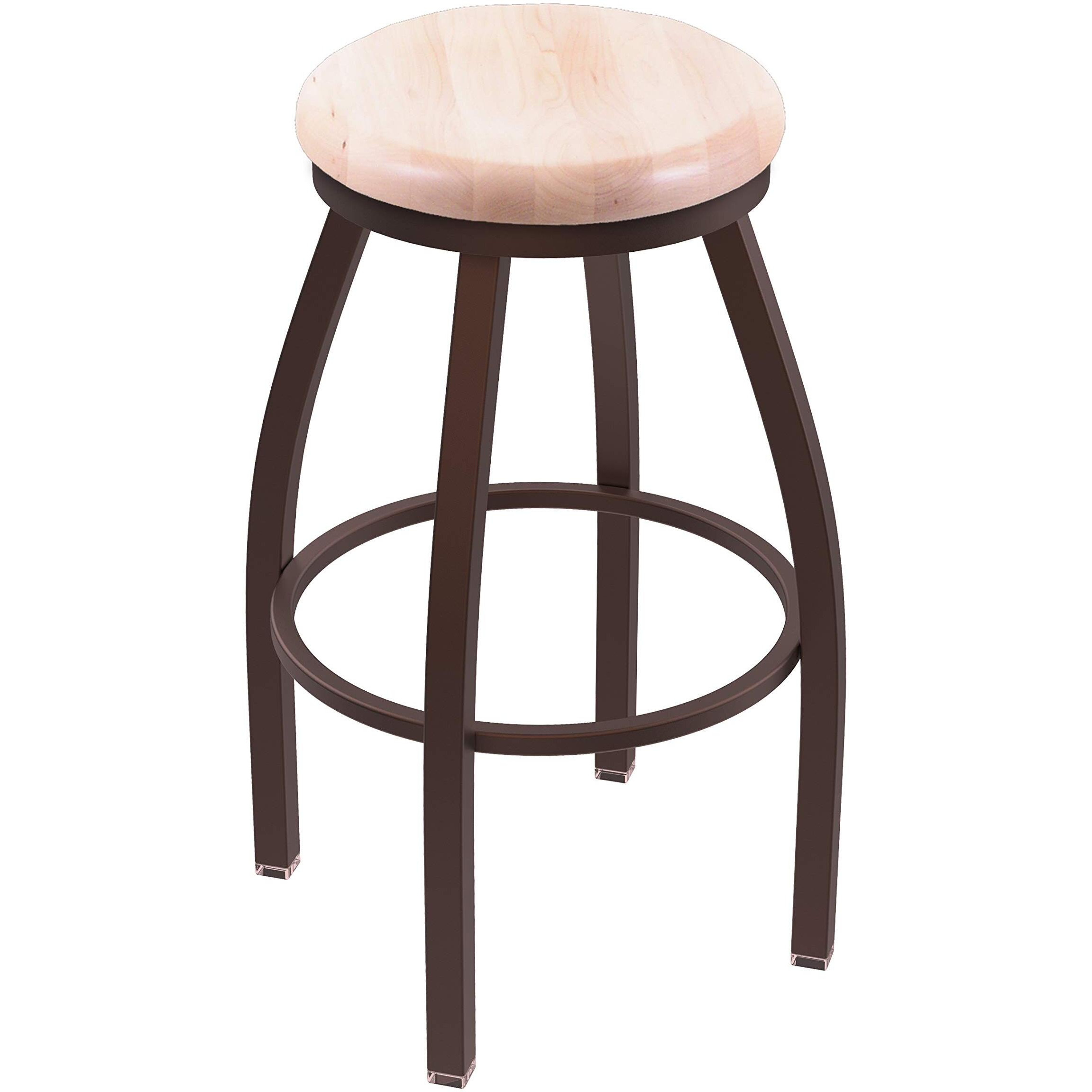 802 Misha 25" Swivel Counter Stool with Bronze Finish and Natural Maple Seat