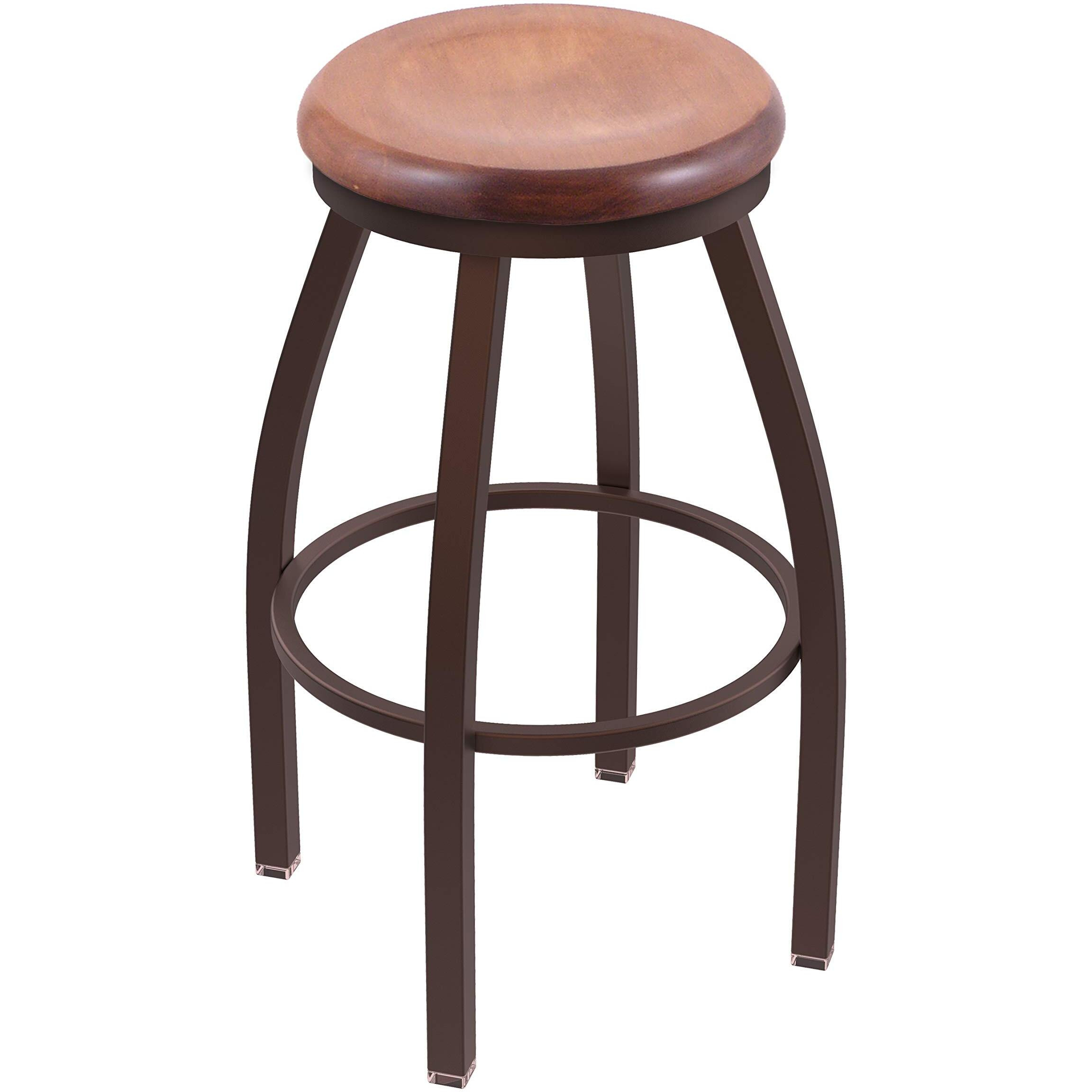 802 Misha 25" Swivel Counter Stool with Bronze Finish and Medium Maple Seat