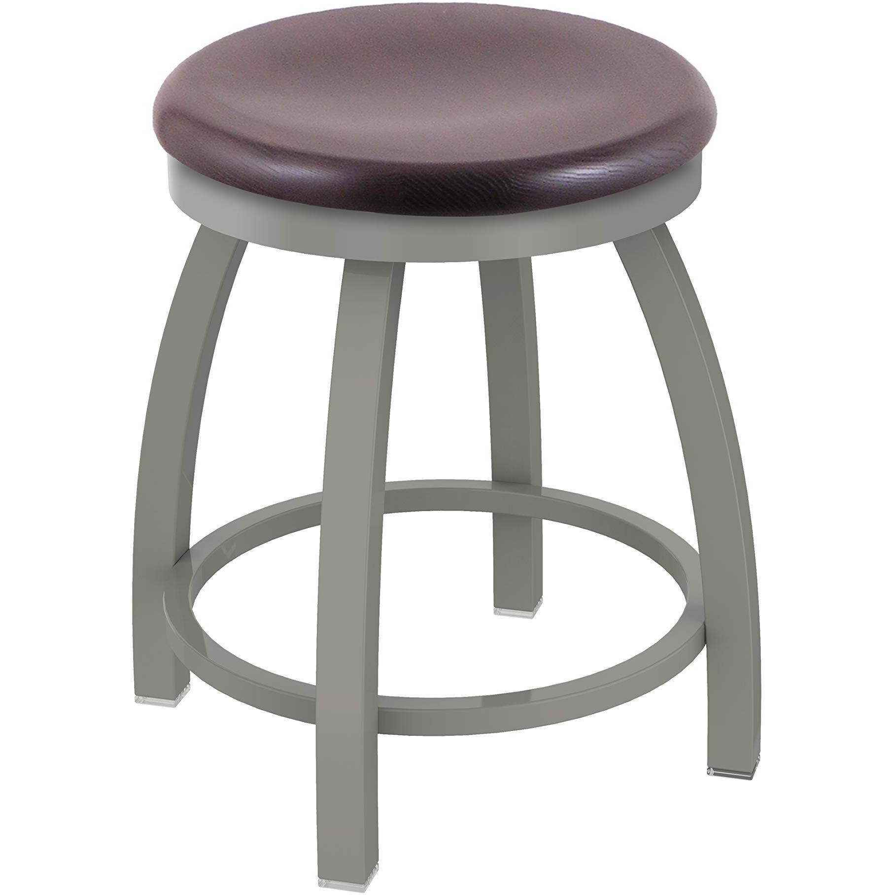 802 Misha 18" Swivel Vanity Stool with Anodized Nickel Finish and Dark Cherry Oak Seat