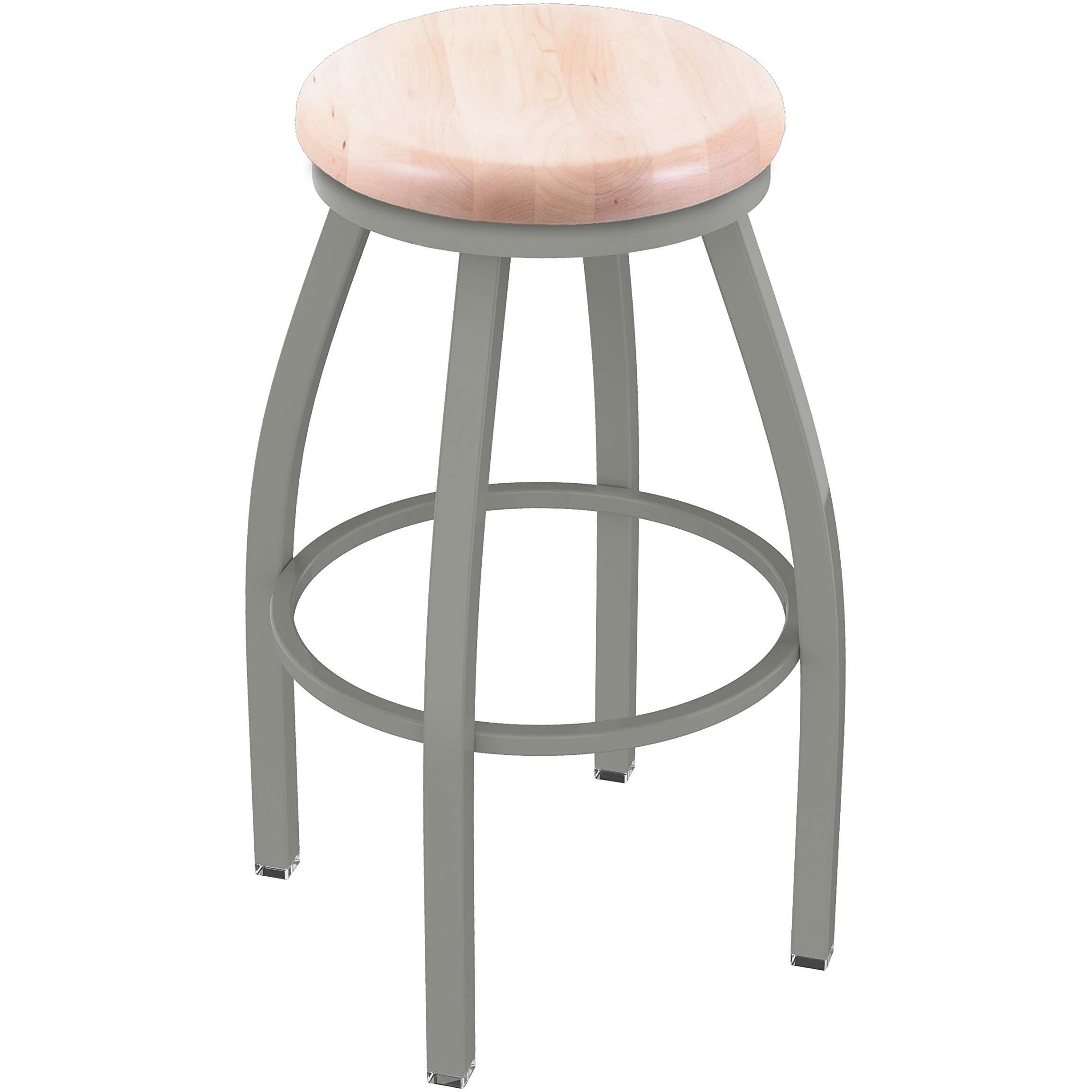 802 Misha 25" Swivel Counter Stool with Anodized Nickel Finish and Natural Maple Seat