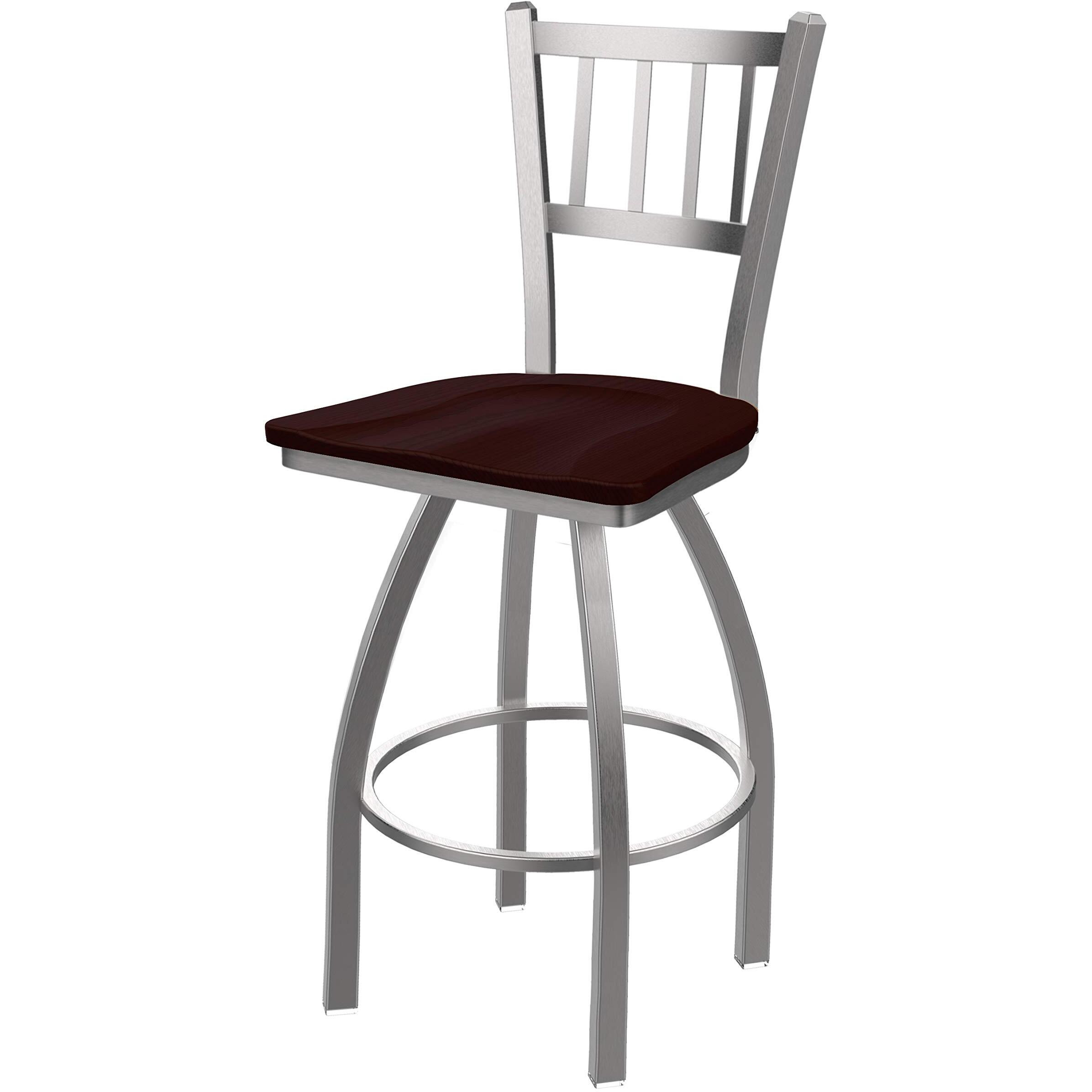 810 Contessa Stainless Steel 25" Swivel Counter Stool with Dark Cherry Oak Seat