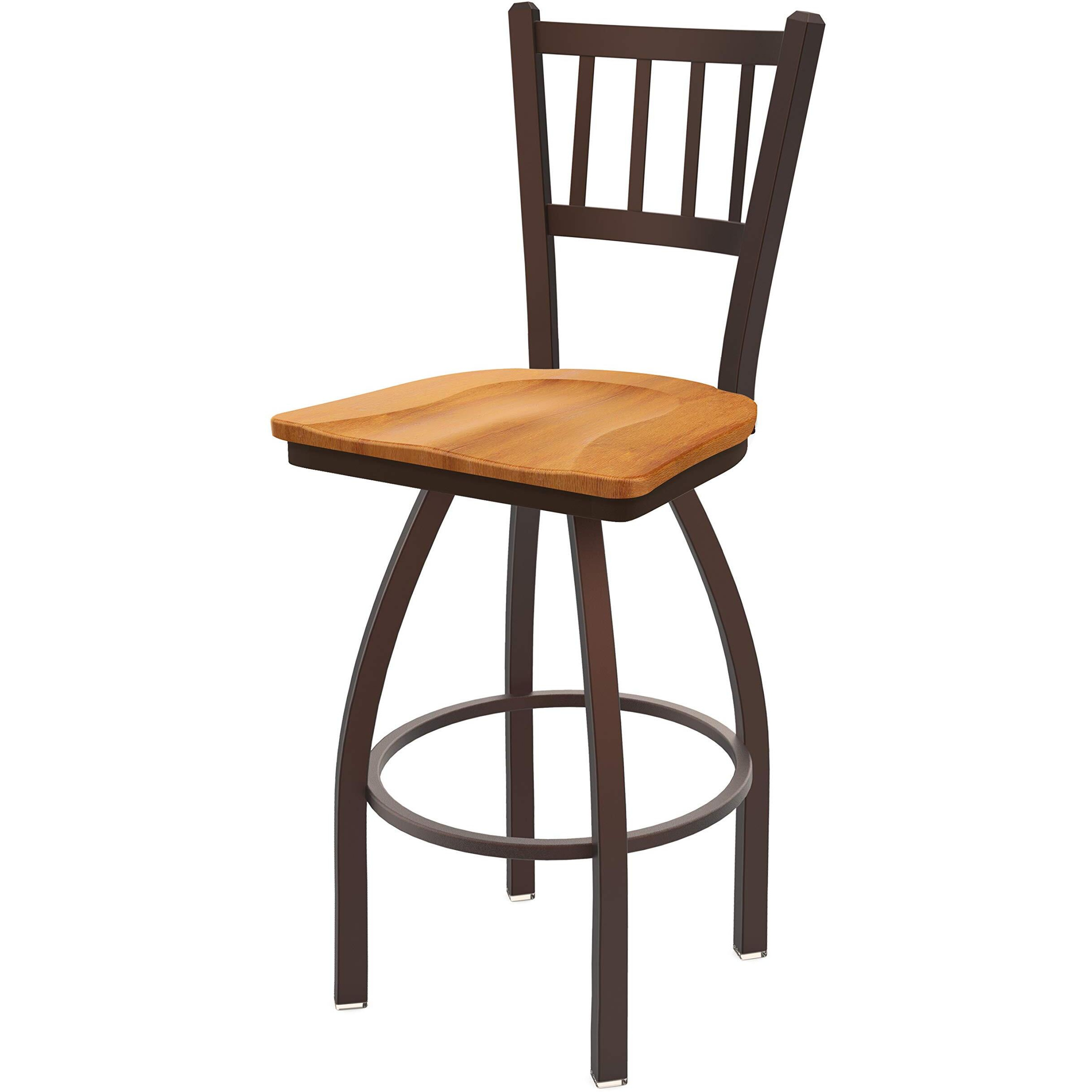 810 Contessa 25" Swivel Counter Stool with Bronze Finish and Medium Maple Seat