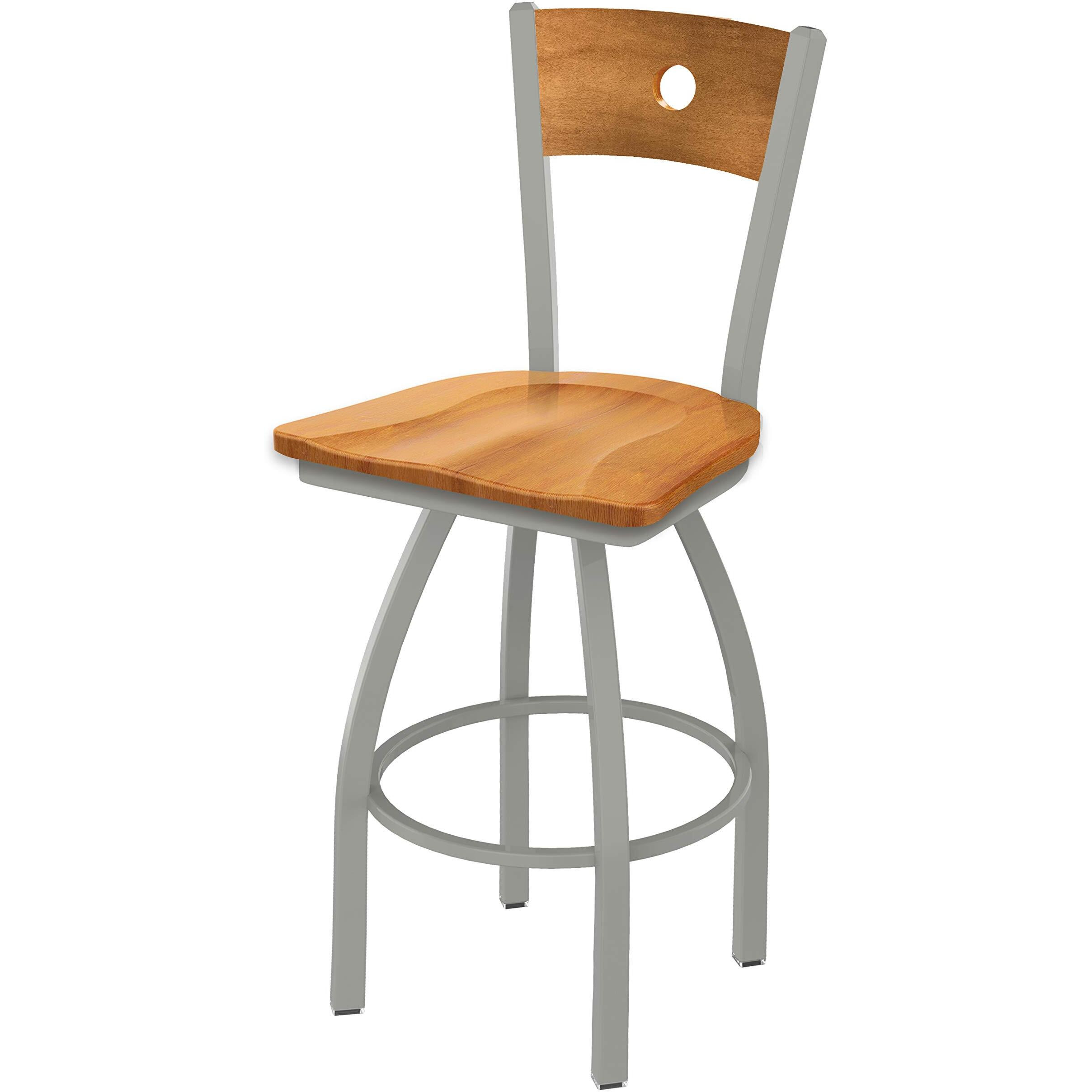 830 Voltaire 25" Swivel Counter Stool with Anodized Nickel Finish, Medium Back and Medium Maple Seat