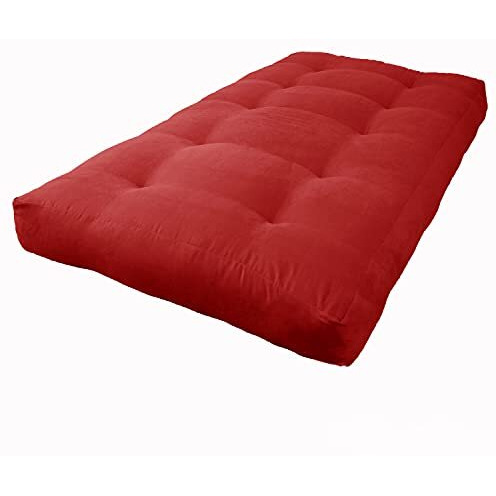 Blazing Needles Vitality 8" Microsuede Futon Mattress, Twin, Cardinal Red