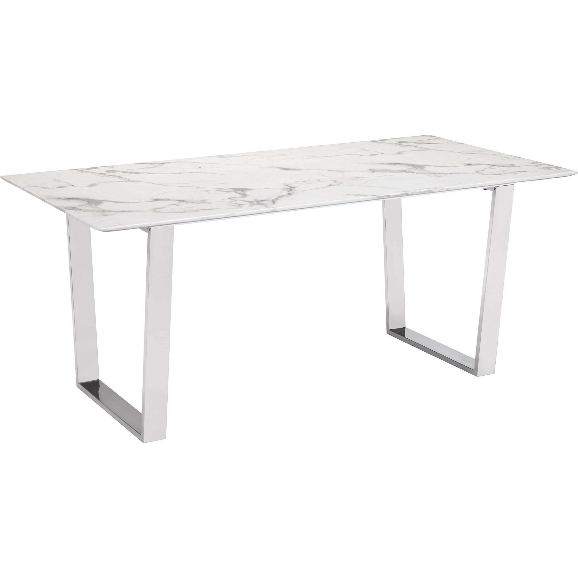 Atlas Dining Table White & Silver