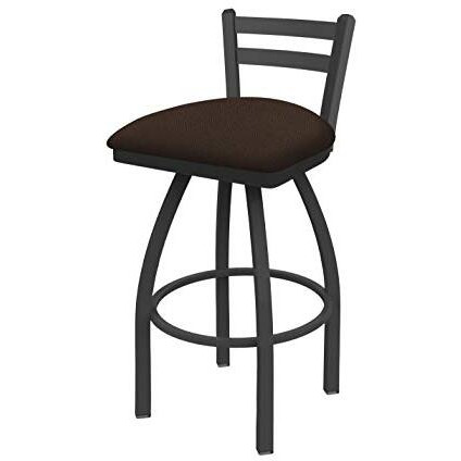 411 Jackie 25" Low Back Swivel Counter Stool with Pewter Finish and Rein Coffee Seat