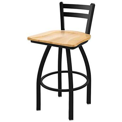 411 Jackie 25" Low Back Swivel Counter Stool with Black Wrinkle Finish and Natural Maple Seat