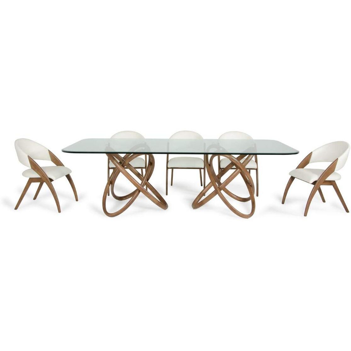 HomeRoots 47" Walnut and Glass Dining Table