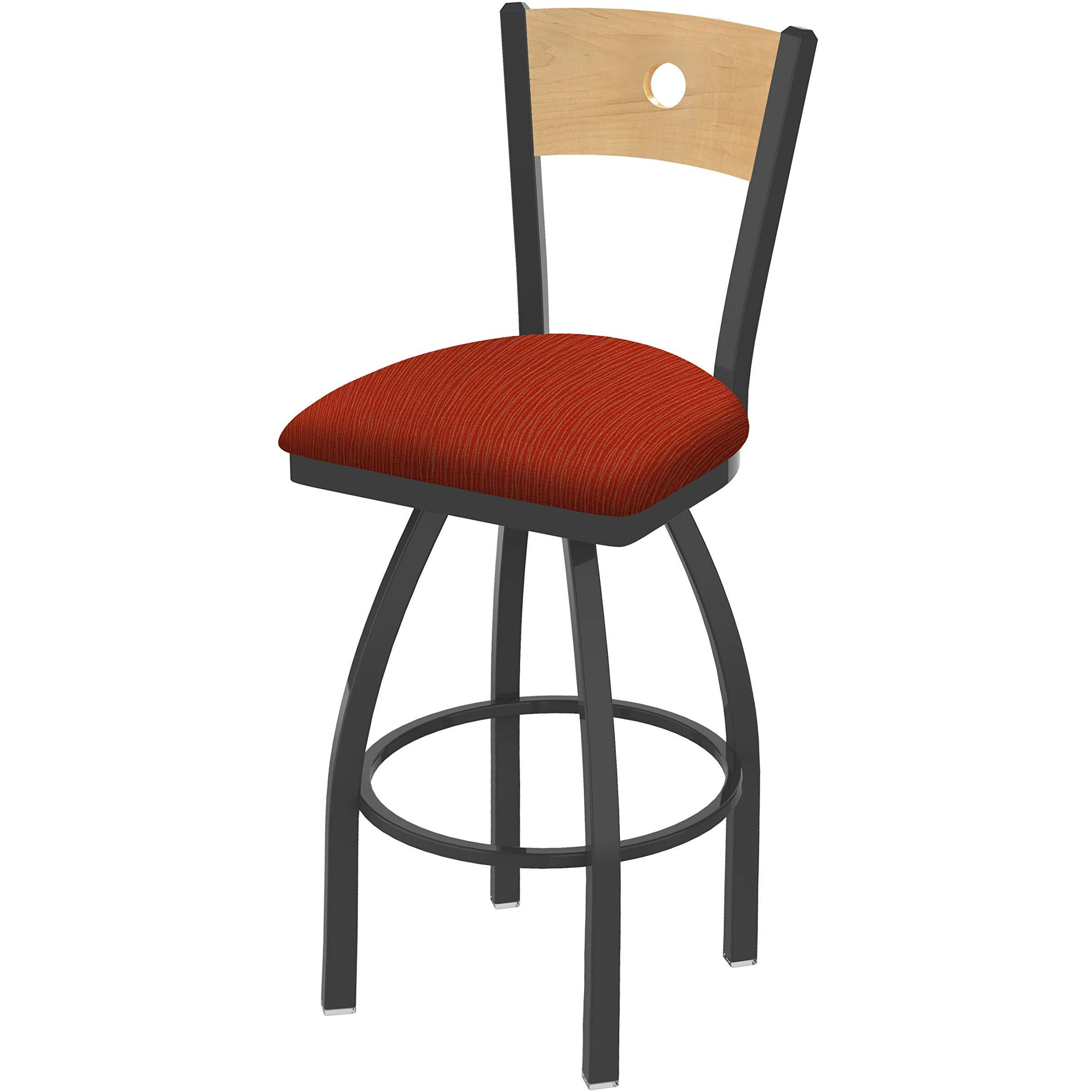 830 Voltaire 25" Swivel Counter Stool with Pewter Finish, Natural Back and Graph Poppy Seat