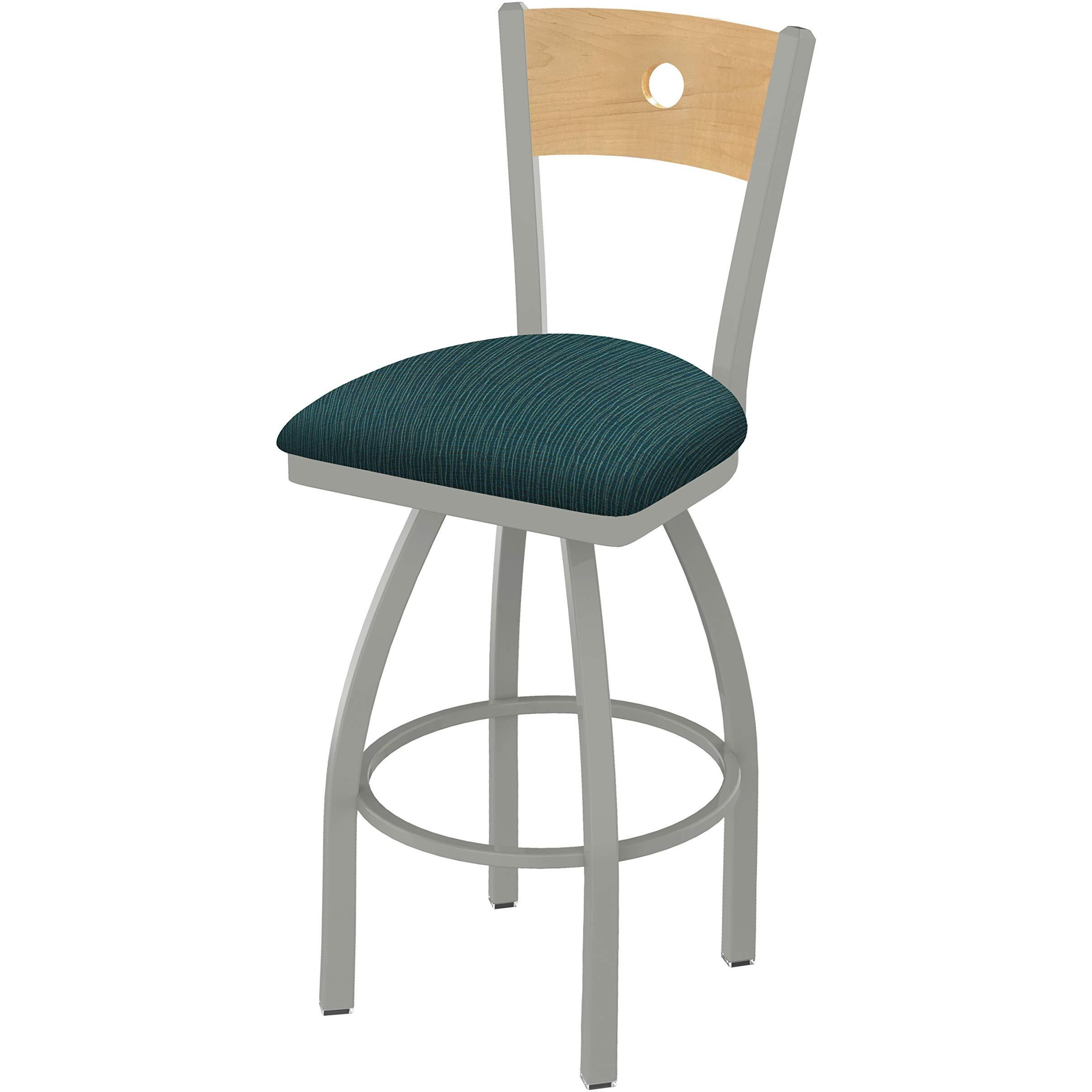 830 Voltaire 25" Swivel Counter Stool with Anodized Nickel Finish, Natural Back and Graph Tidal Seat