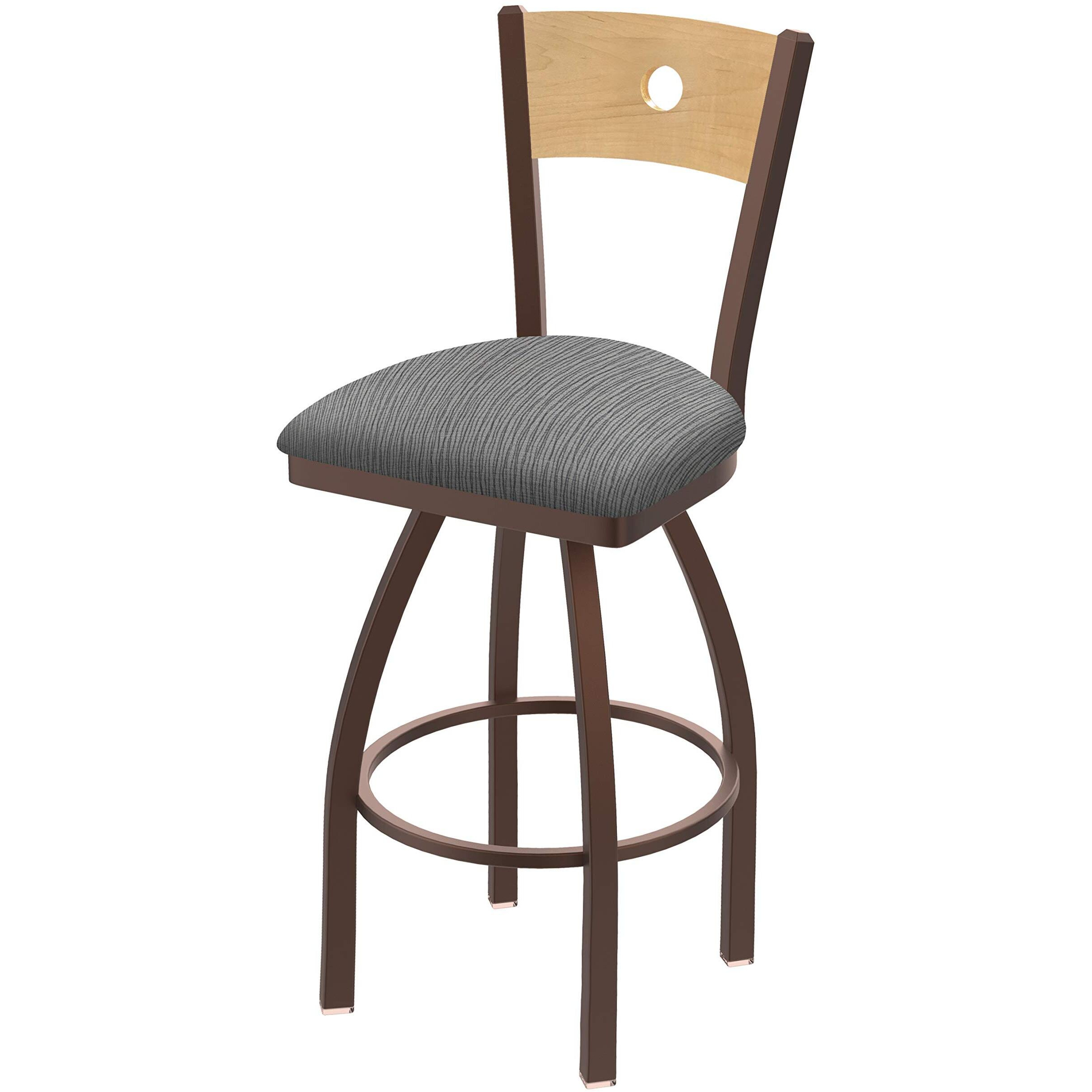 830 Voltaire 25" Swivel Counter Stool with Bronze Finish, Natural Back and Graph Alpine Seat