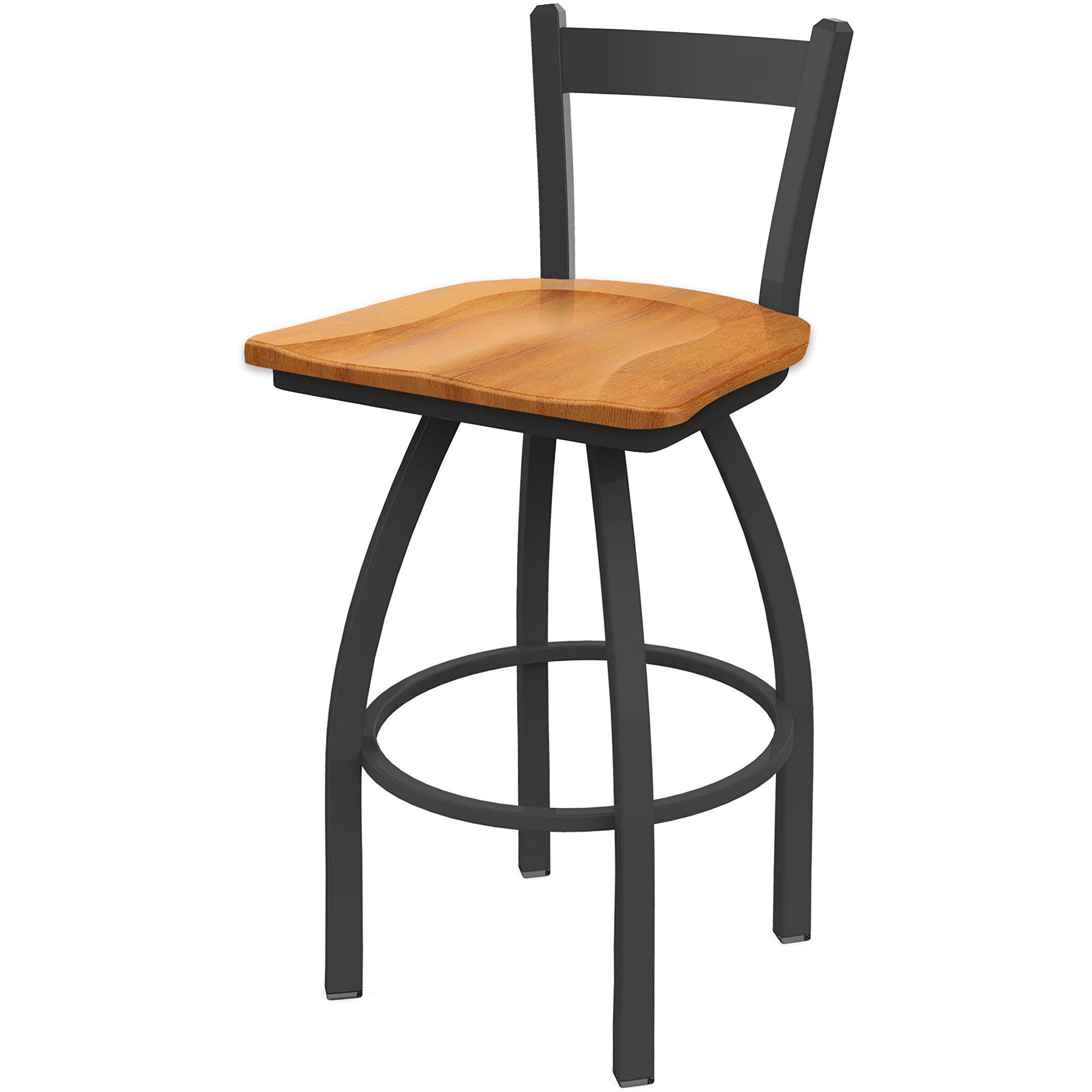 821 Catalina 25" Low Back Swivel Counter Stool with Pewter Finish and Medium Maple Seat